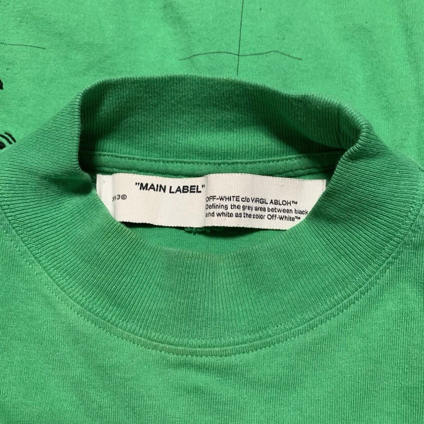 Off White Medium Public Television Green Long Sleeve Tee Virgil Abloh