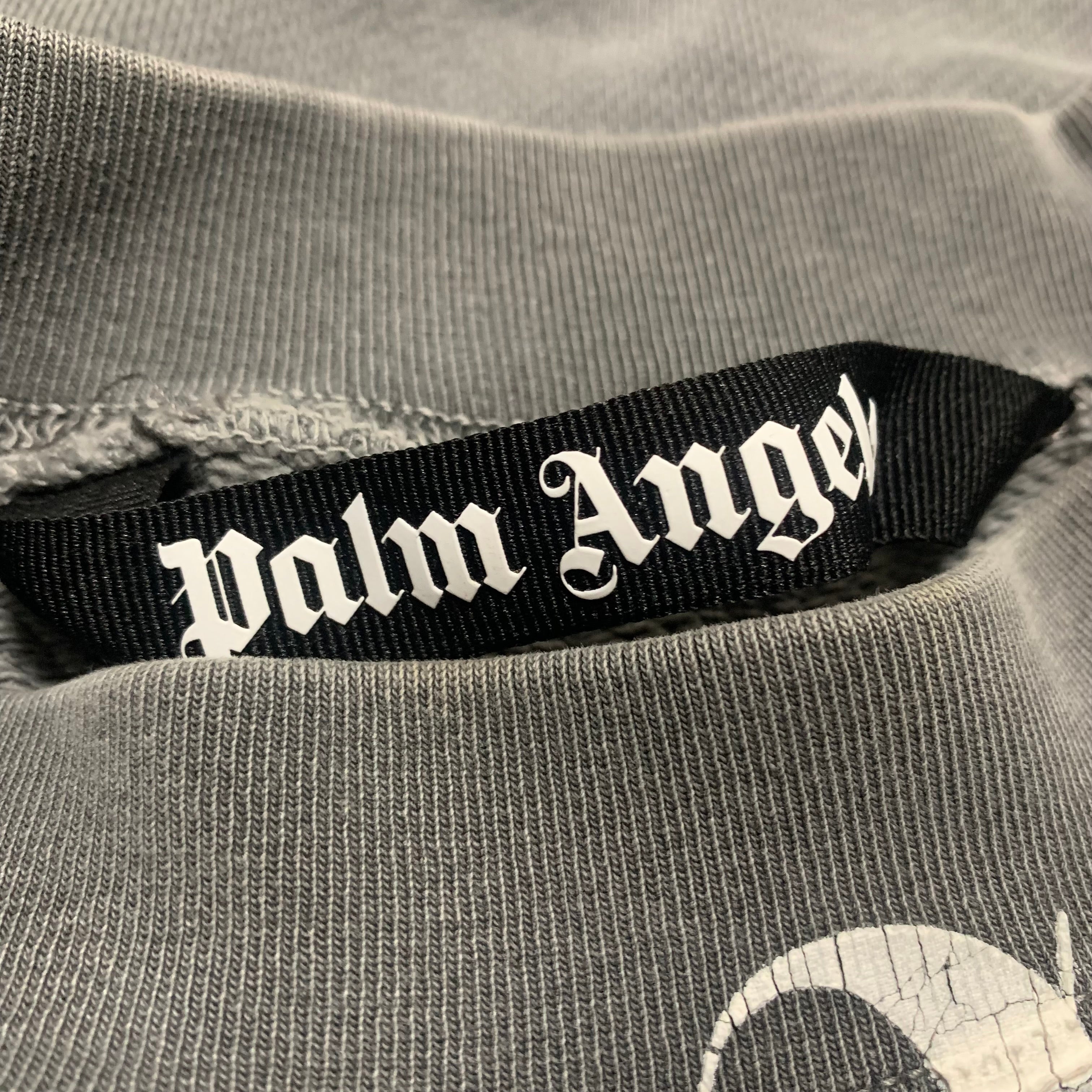 Palm Angels Medium Curved Logo Grey Sweatshirt Crewneck