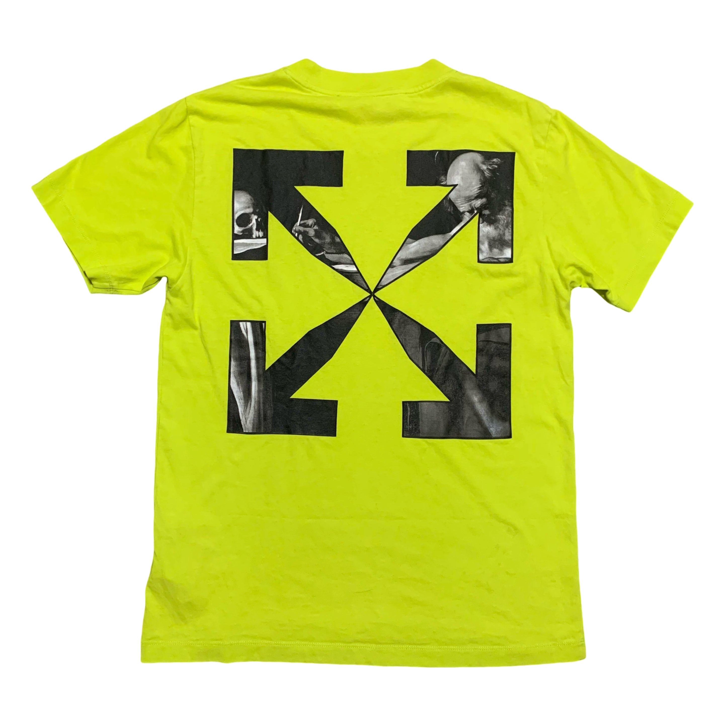 Off White Small Caravaggio Arrows Lime Yellow Tee Virgil Abloh