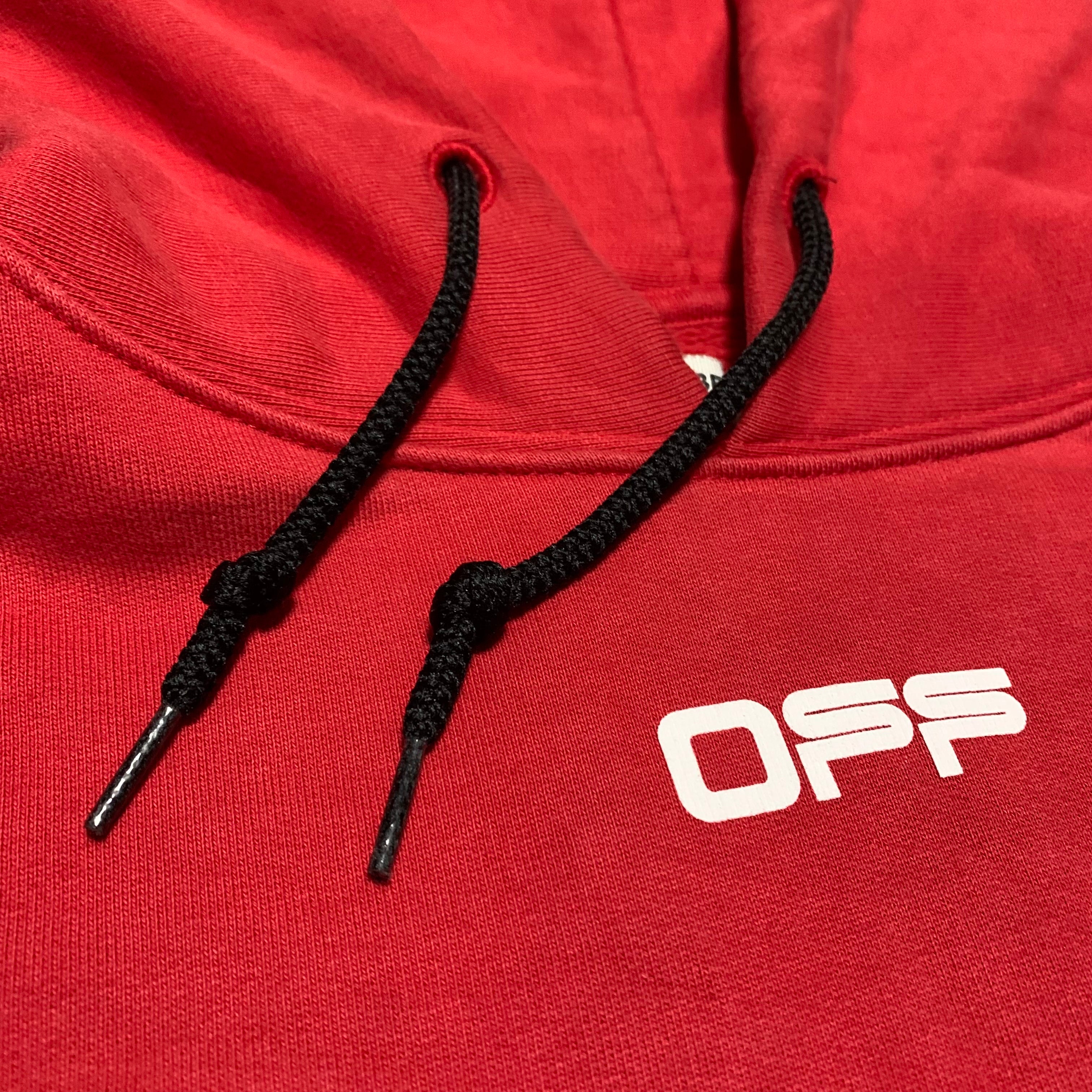 Off White Small Airport Arrows Red Hoodie Virgil Abloh