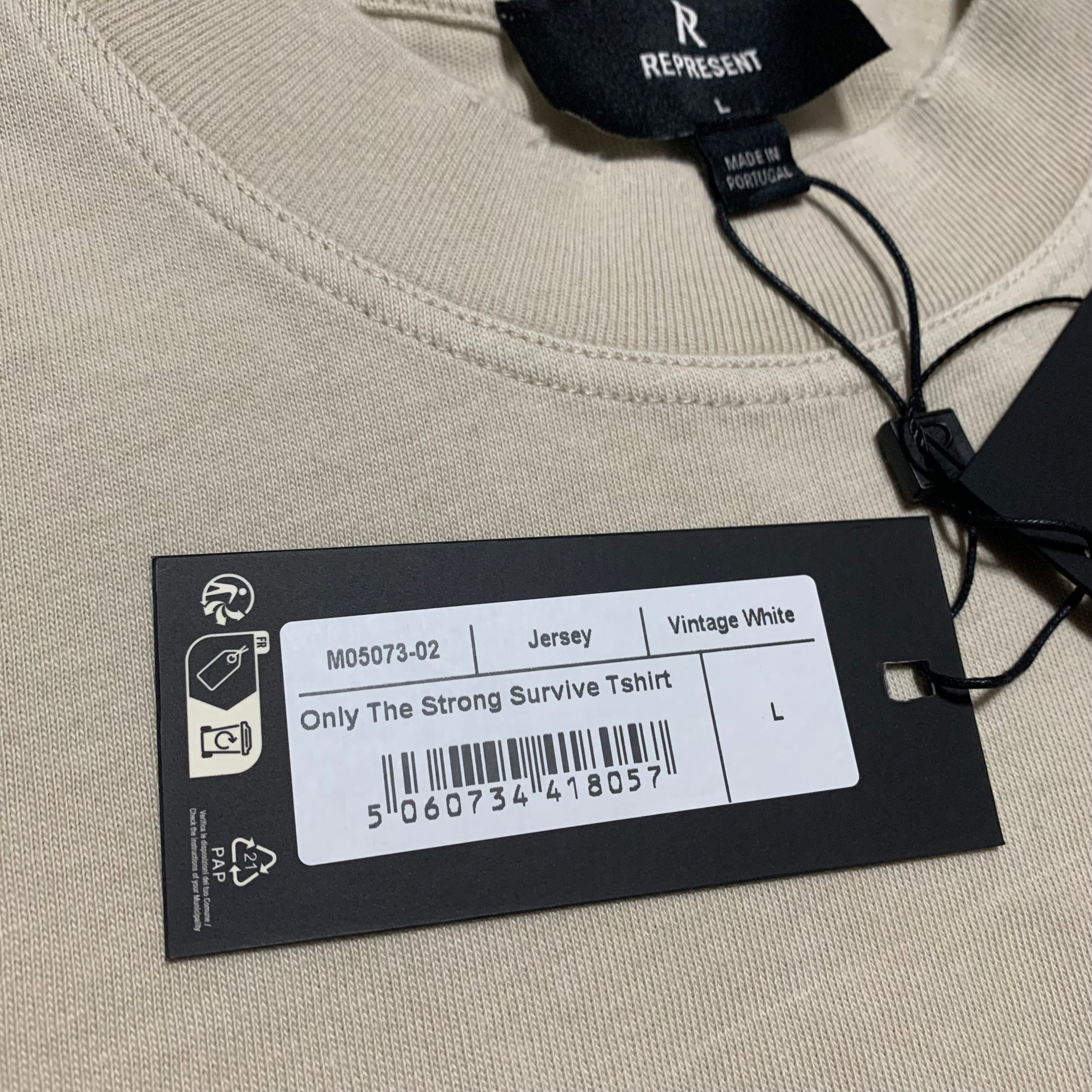 Represent Large Only The Strong Survive Vintage White Tee Shark