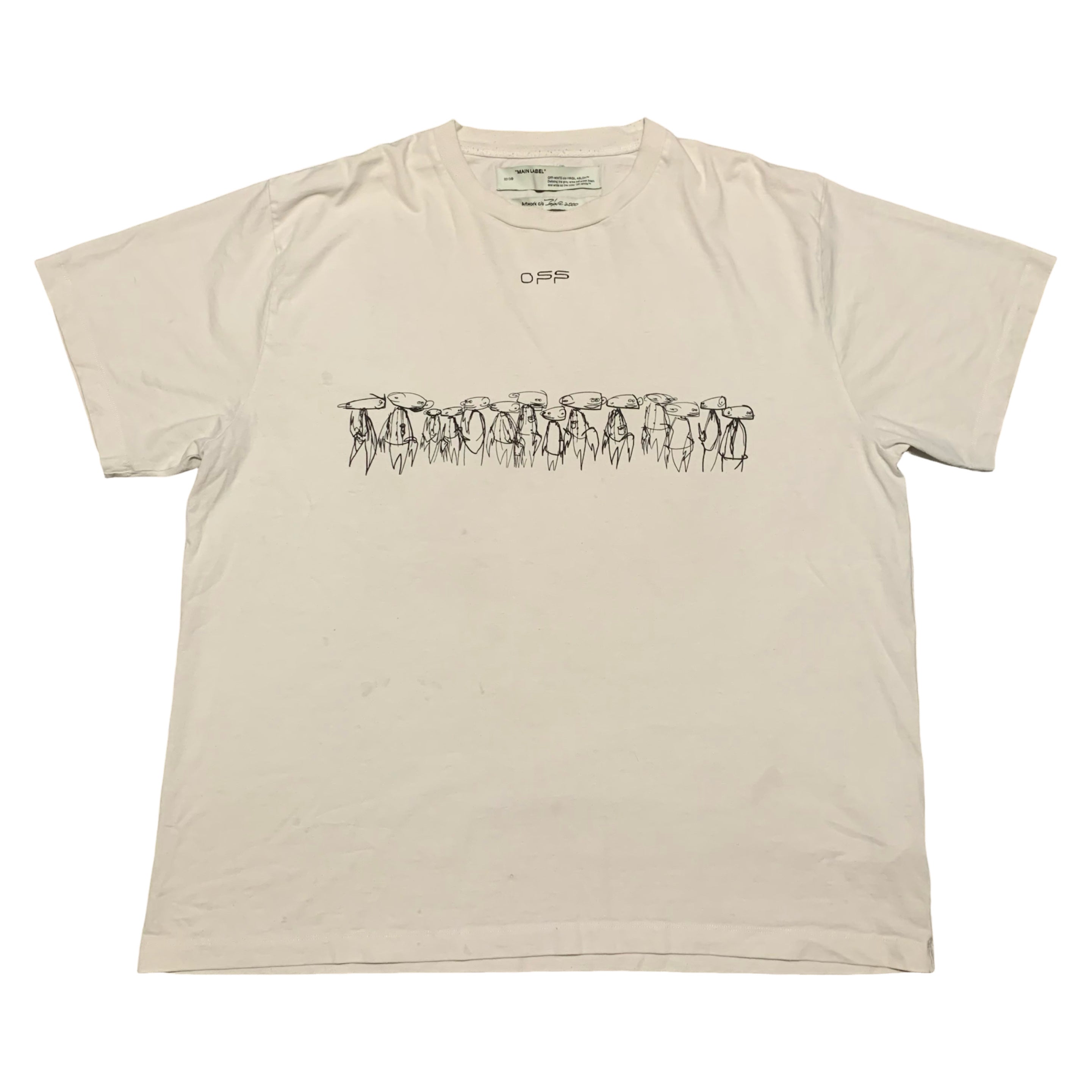 Off White XL Futura Arrows White Tee Virgil Abloh