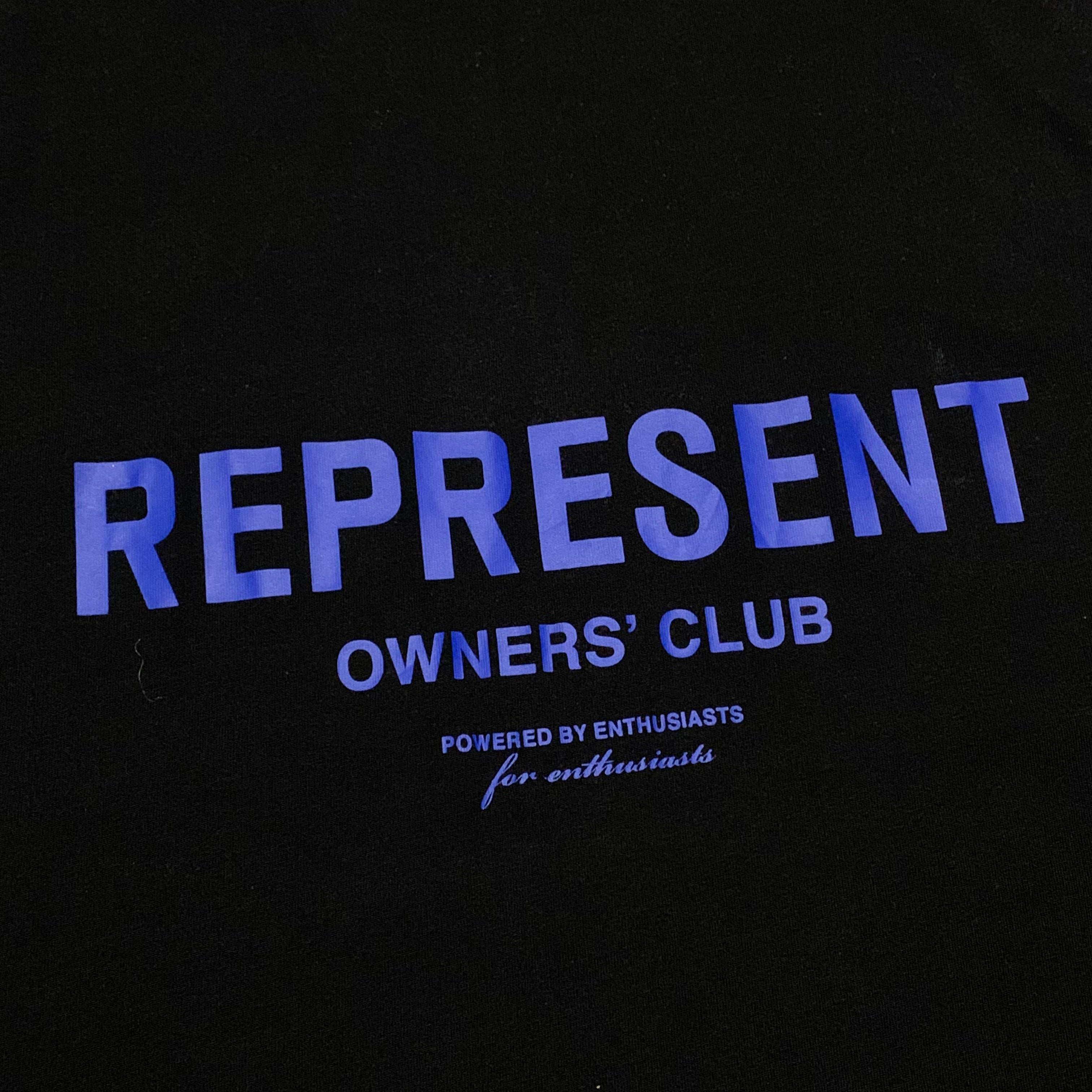 Represent XL Owners Club Jet Black Tee Blue Graphic