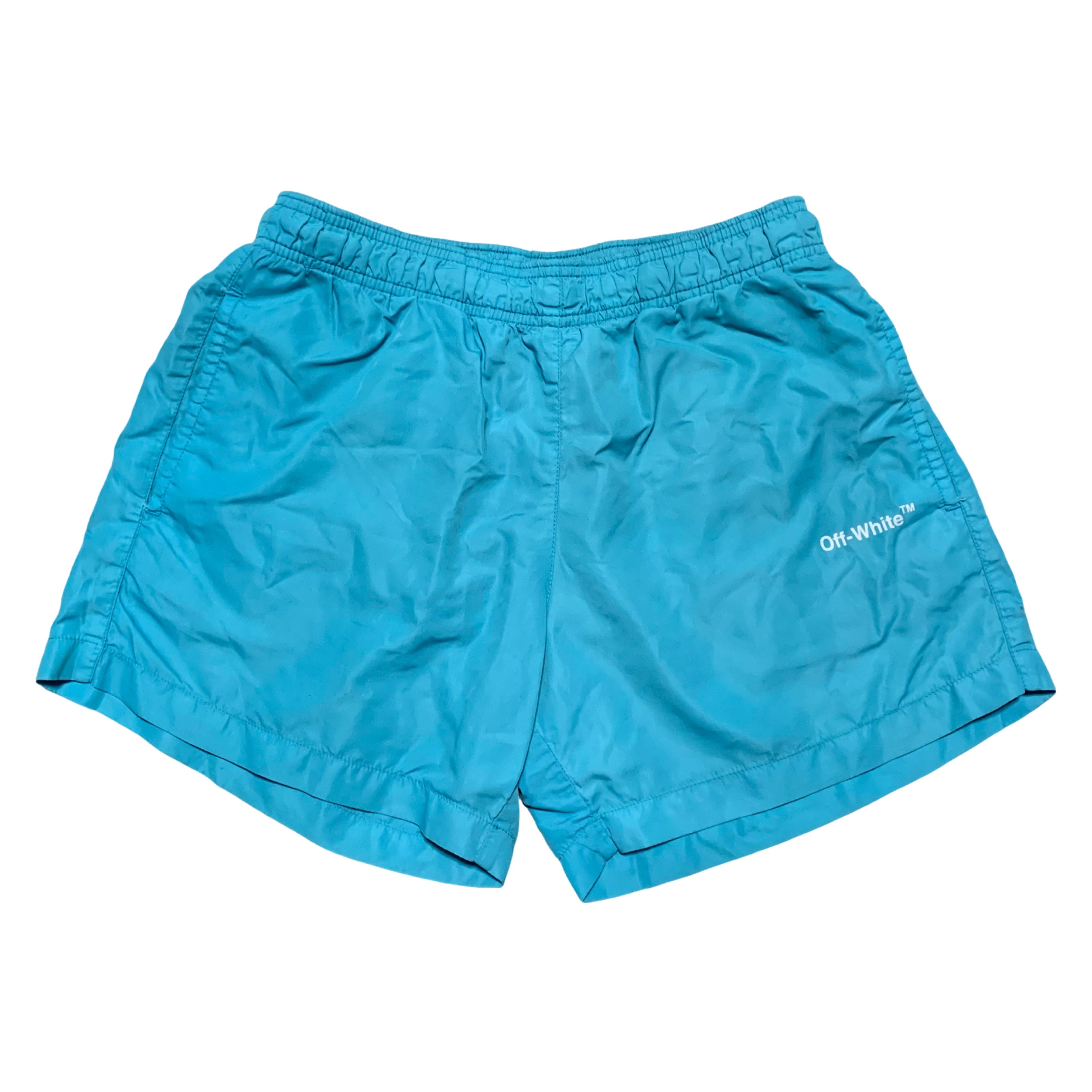 Off White Small Swim Shorts Arrow Graphic Blue Bottoms Virgil Abloh