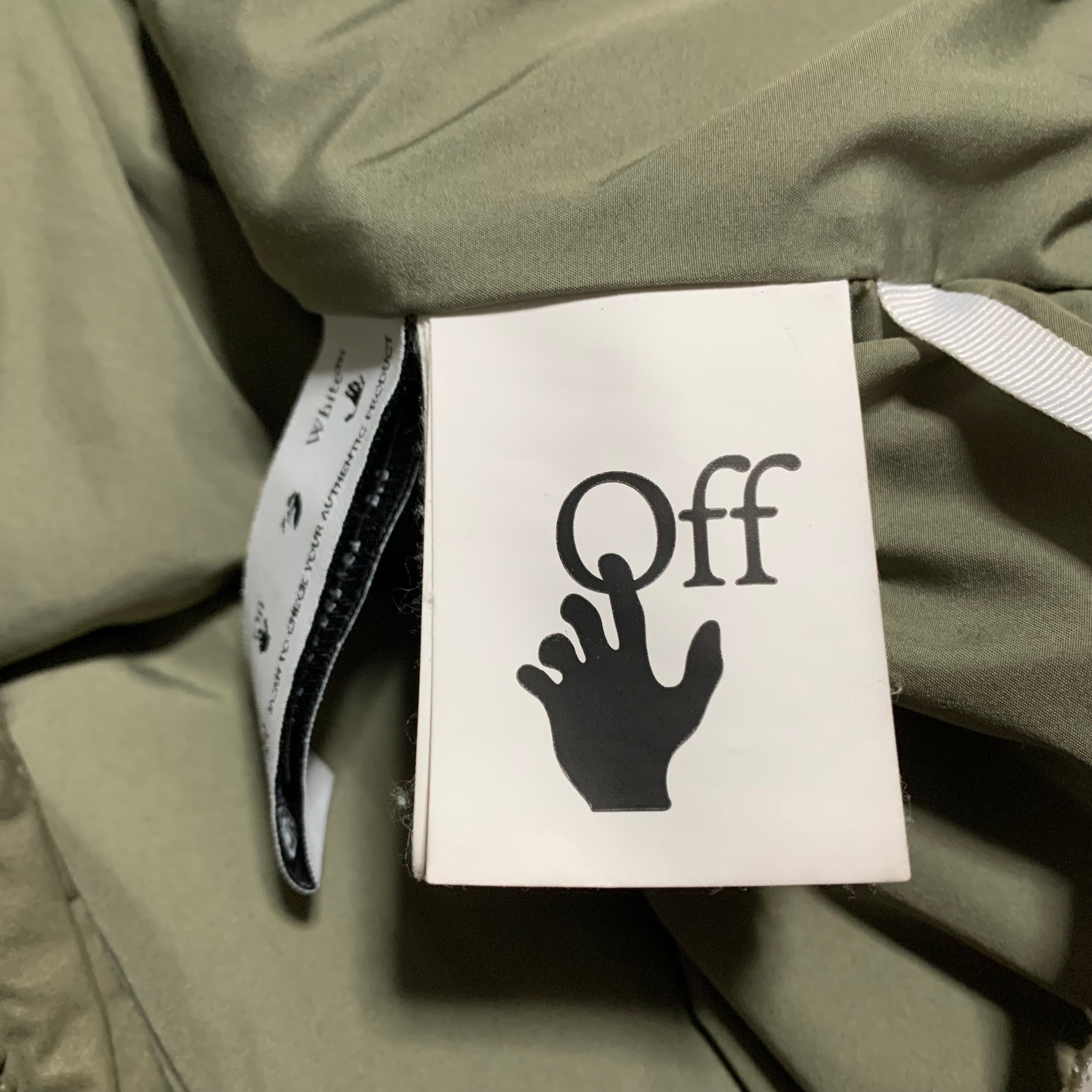 Off White Medium Puffer Logo Patch Army Green Jacket Virgil Abloh 2022