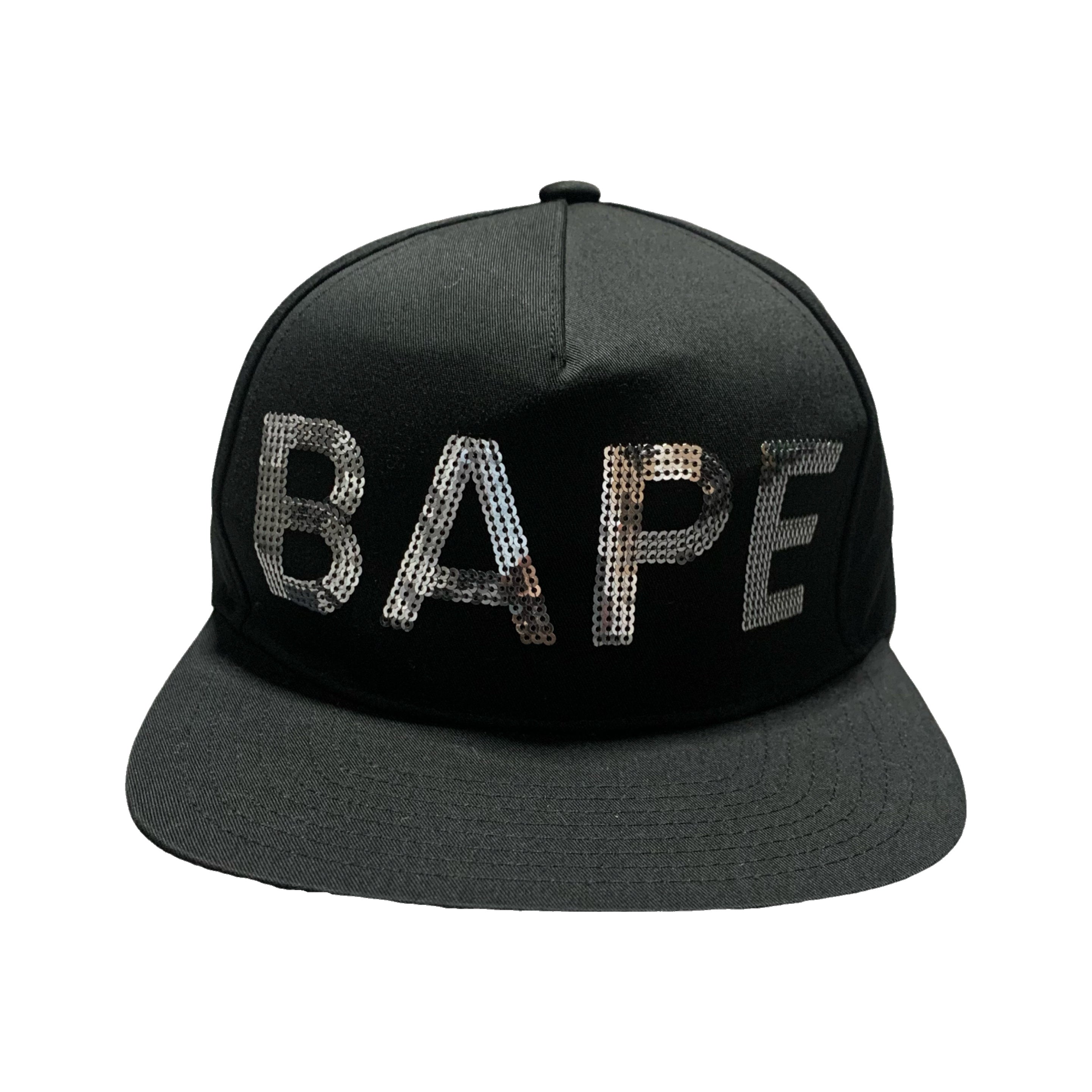 Bape Cap Sequin Black A Bathing Ape Snapback Hat