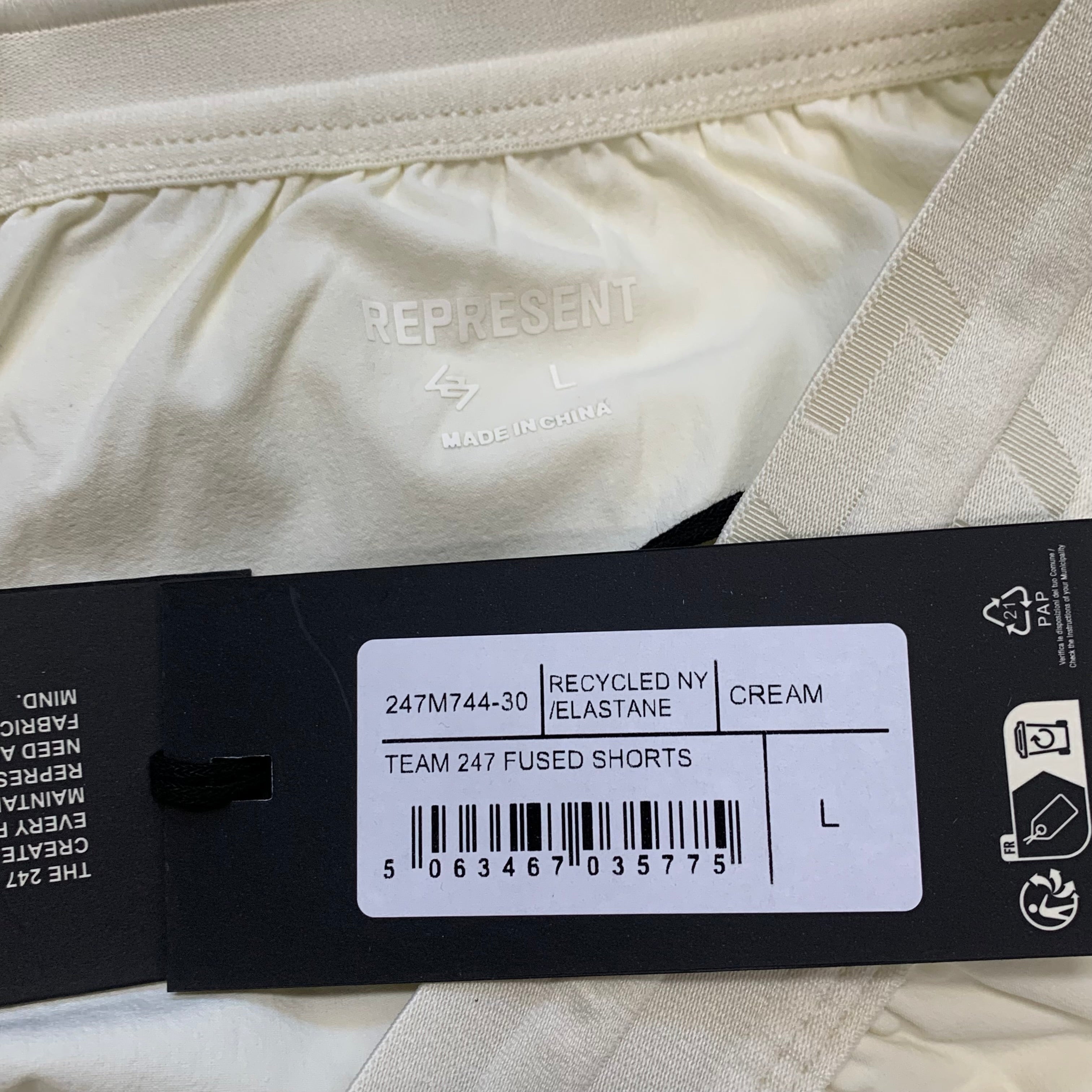 Represent Large Shorts Team 247 Fused Cream White Shorts