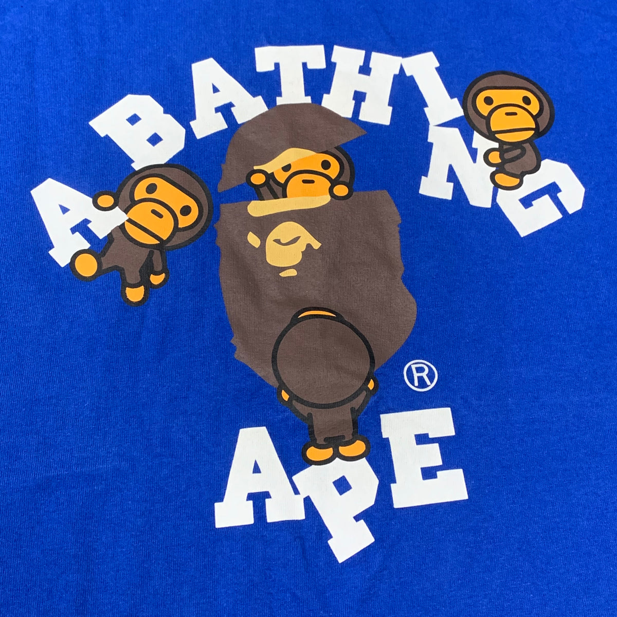 Bape XL Tee College Baby Milo Blue T-Shirt A Bathing Ape