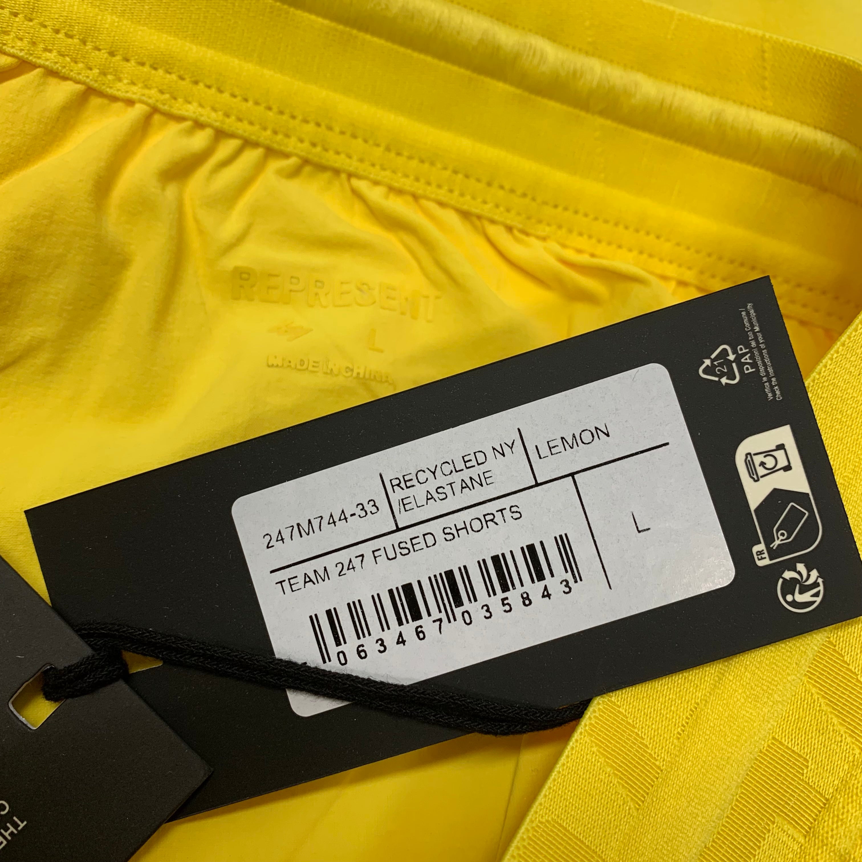 Represent Large Shorts Team 247 Fused Shorts Lemon Yellow