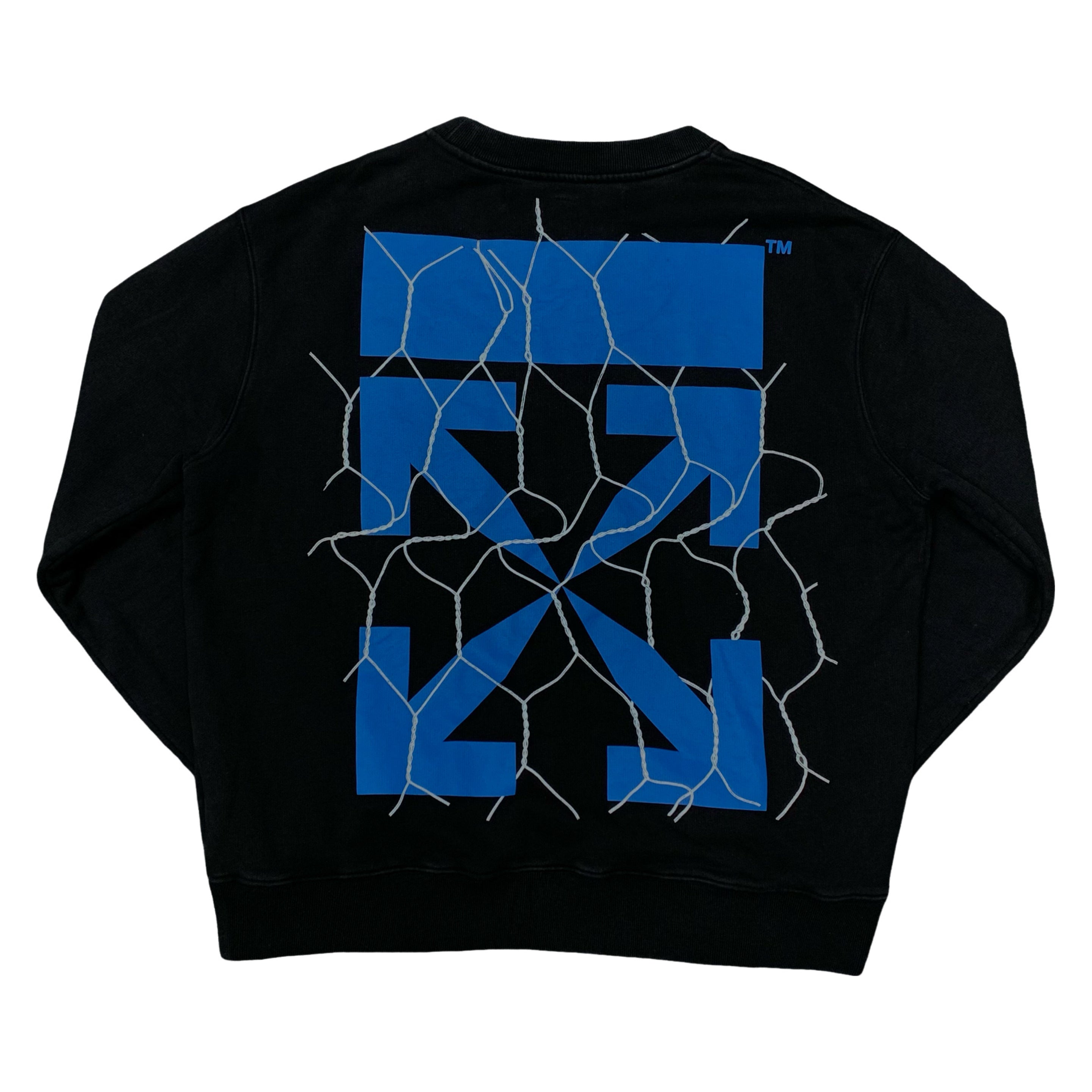 Off White XL Sweatshirt Fence Arrows Black Crewneck Virgil Abloh