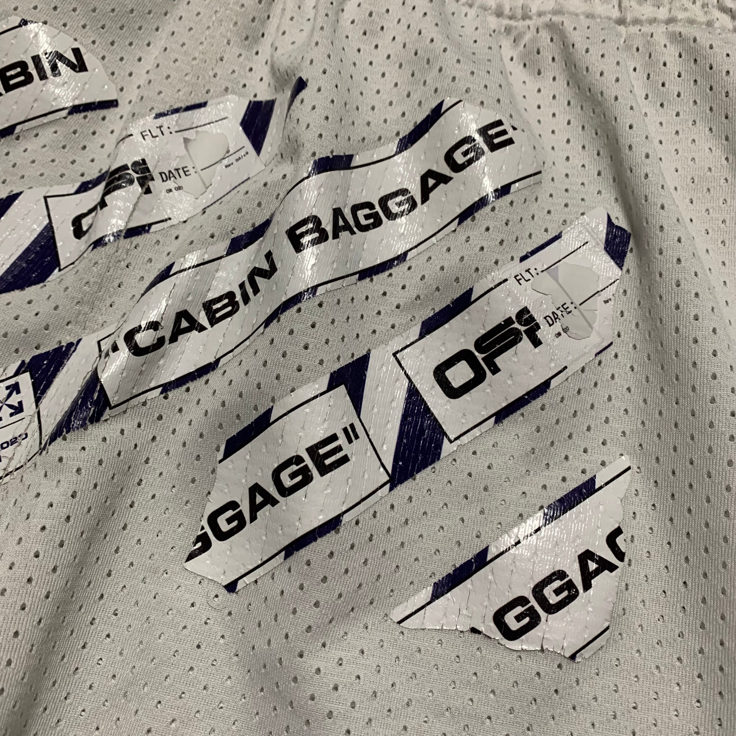 Off White Medium Shorts Airport Diag Mesh White Virgil Abloh