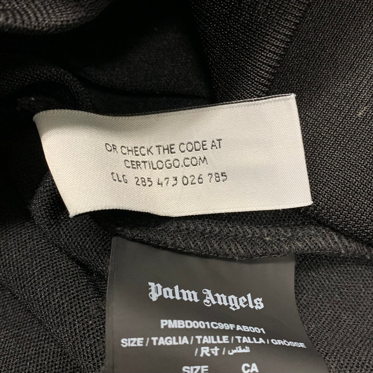 Palm Angels Large Jacket Black Classic Stripe Track Jacket
