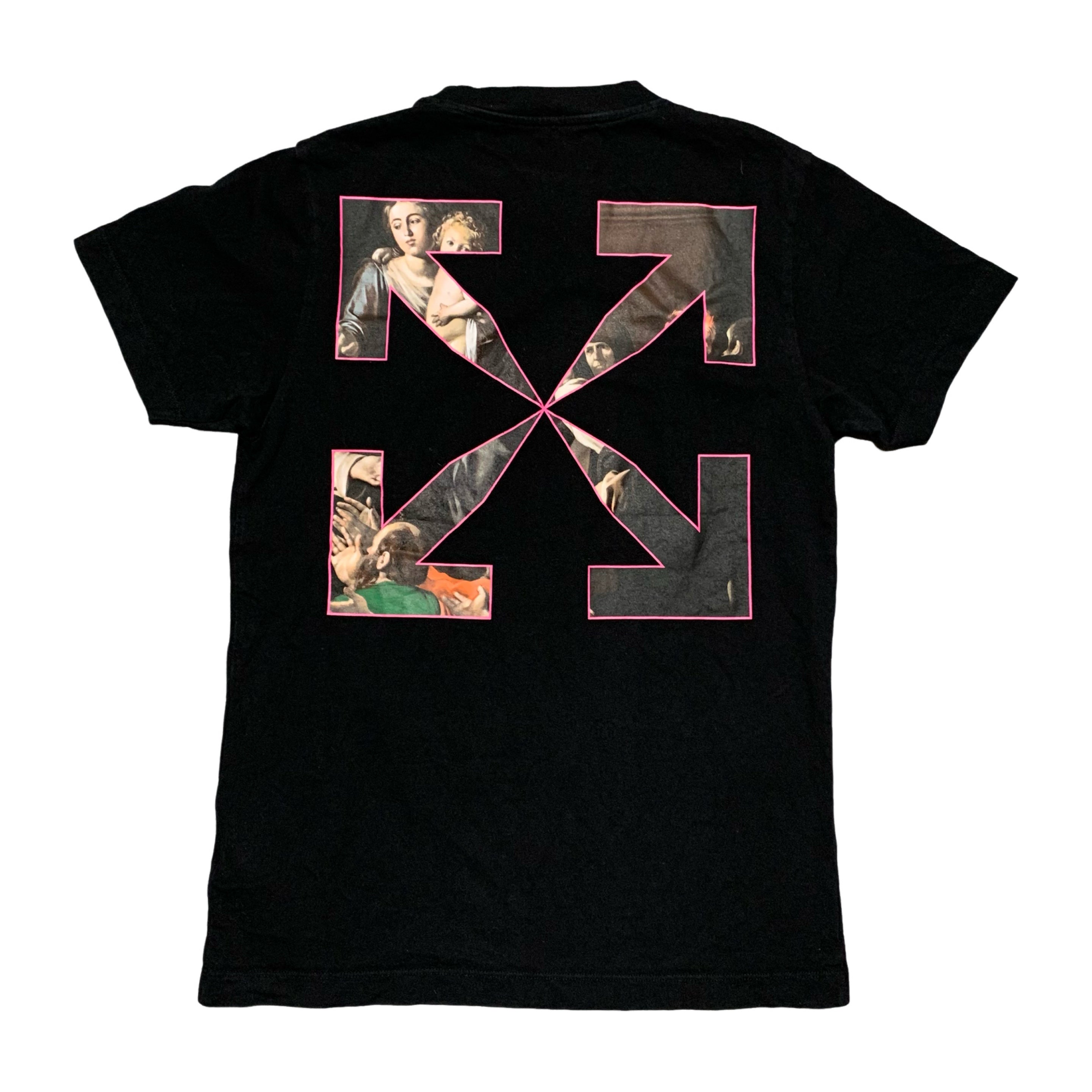 Off White Small Caravaggio Arrows Black Tee Virgil Abloh Sprayed Graffiti