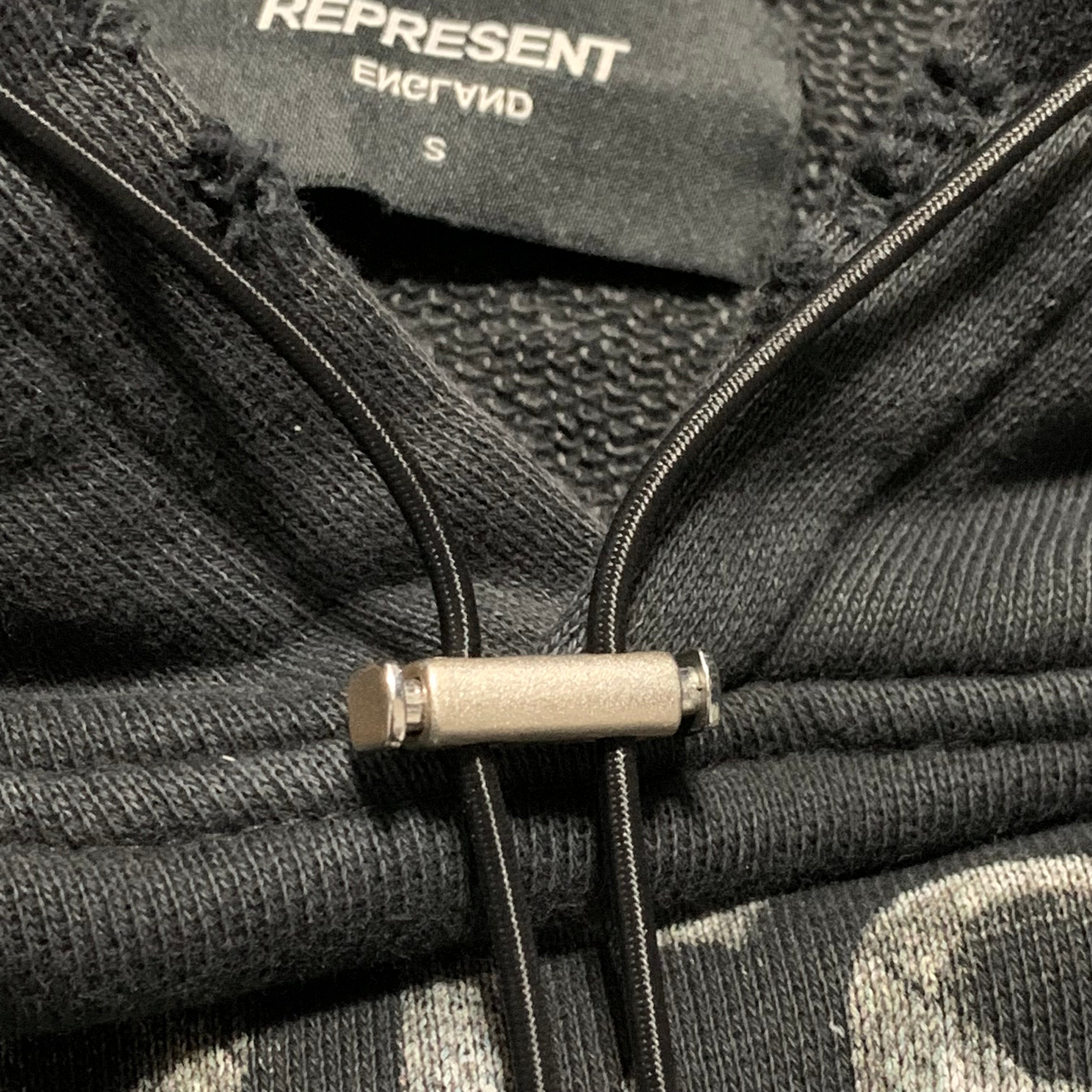 Represent Small Never Ride Faster Vintage Black Hoodie