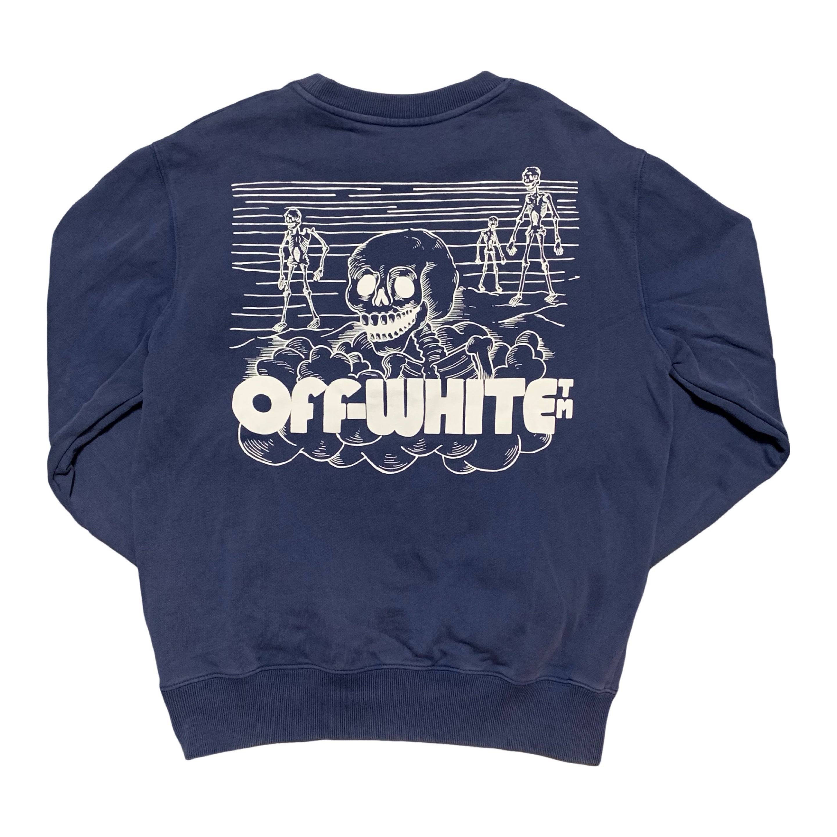 Off White Small Skull Skeleton Blue Sweatshirt Crewneck Virgil Abloh