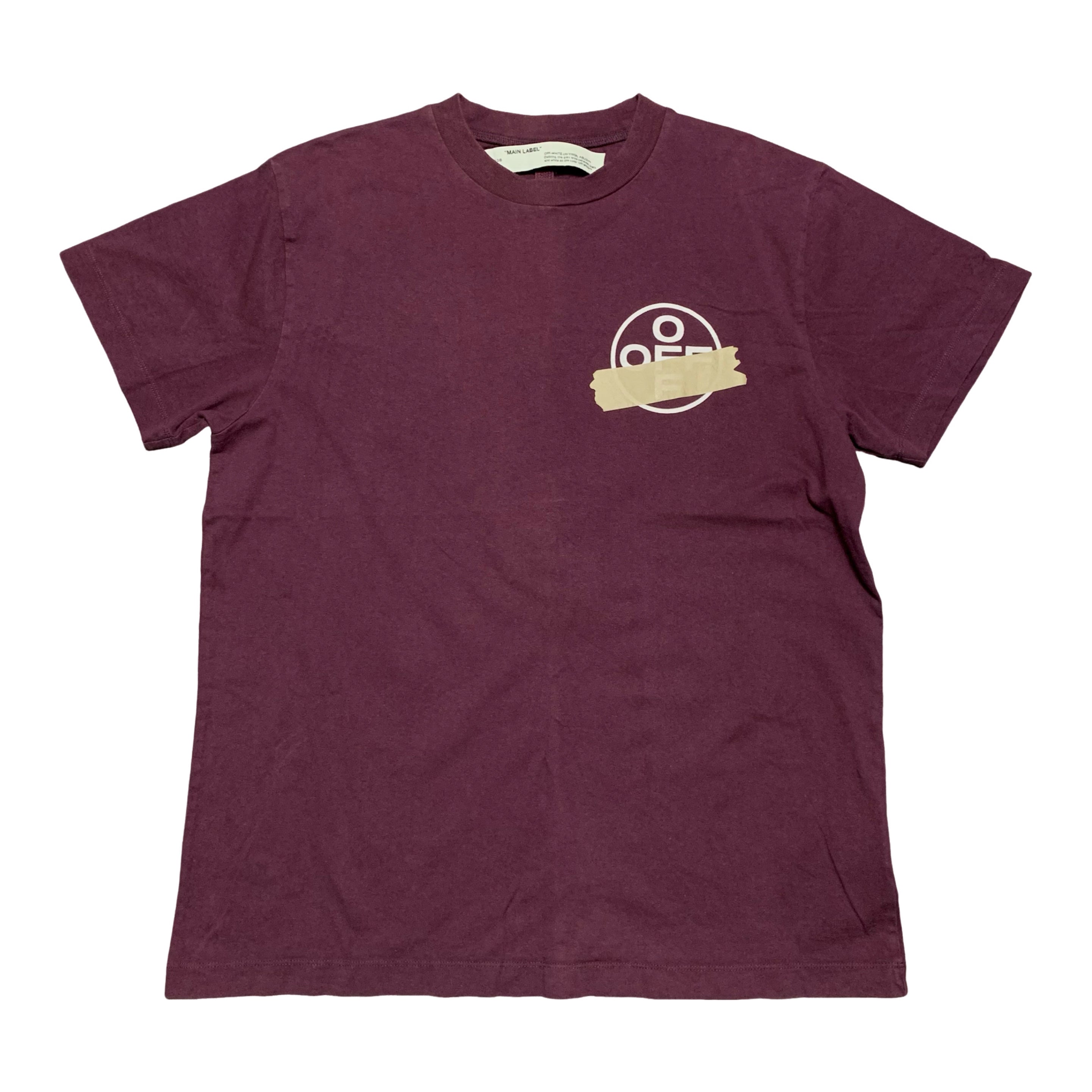 Off White Medium Tee Tape Arrows Purple Burgundy T-Shirt Virgil Abloh