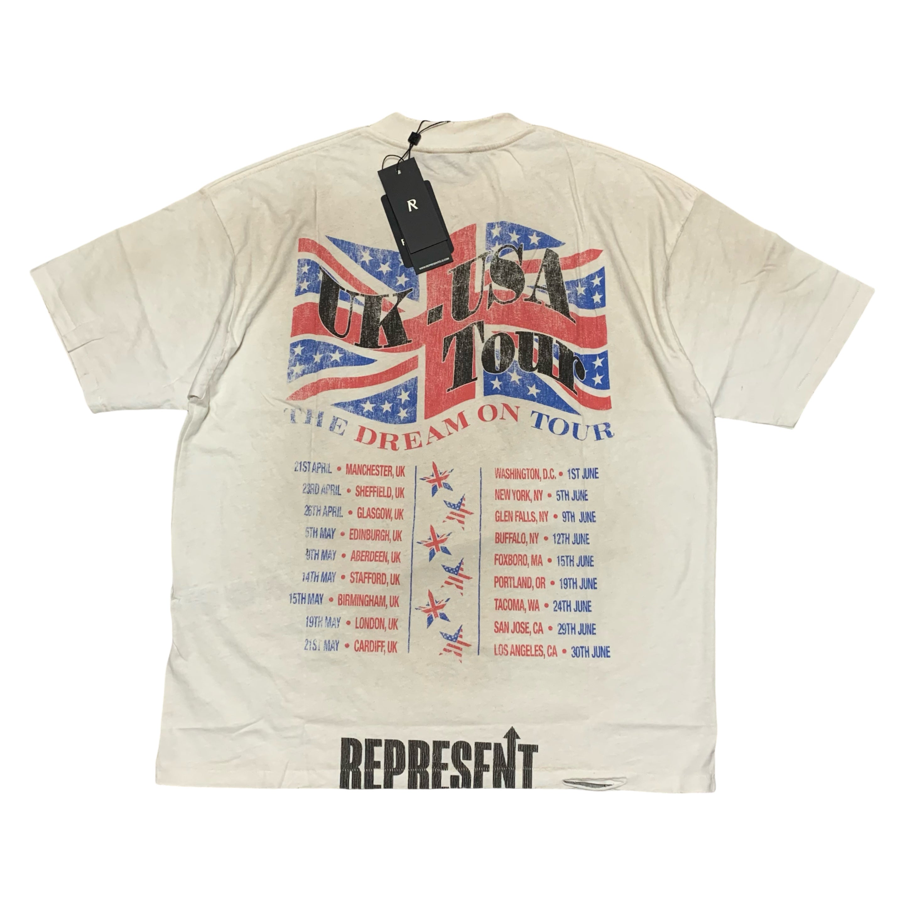 Represent Medium Dream On Tour Washed Ecru White Tee (RRP £110)
