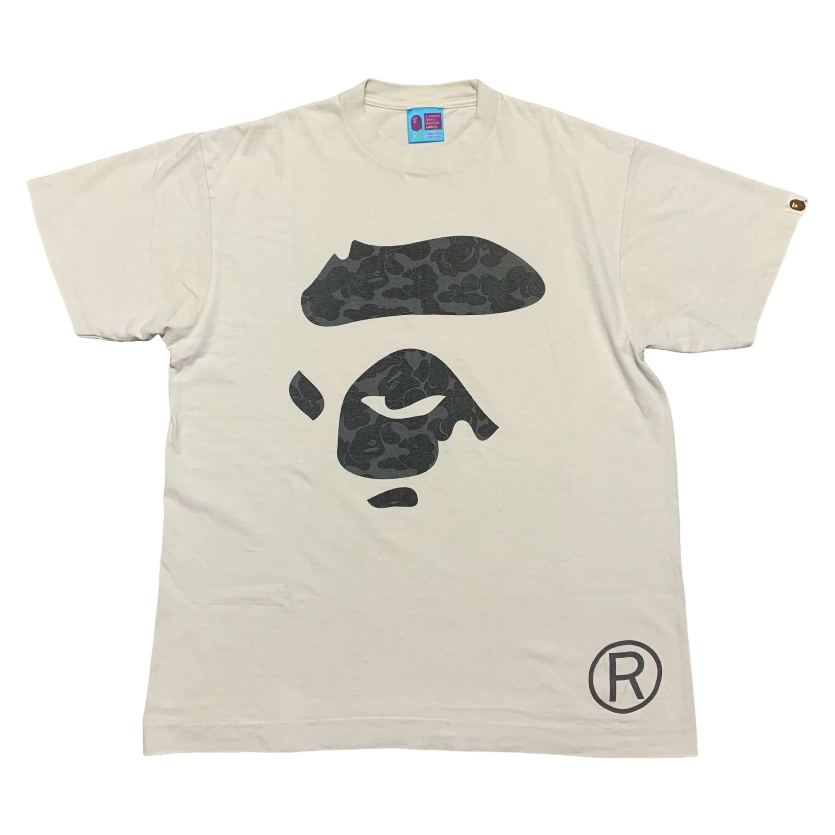 Bape Large Ape Face Camo Graphic White Tee A Bathing Ape Vintage