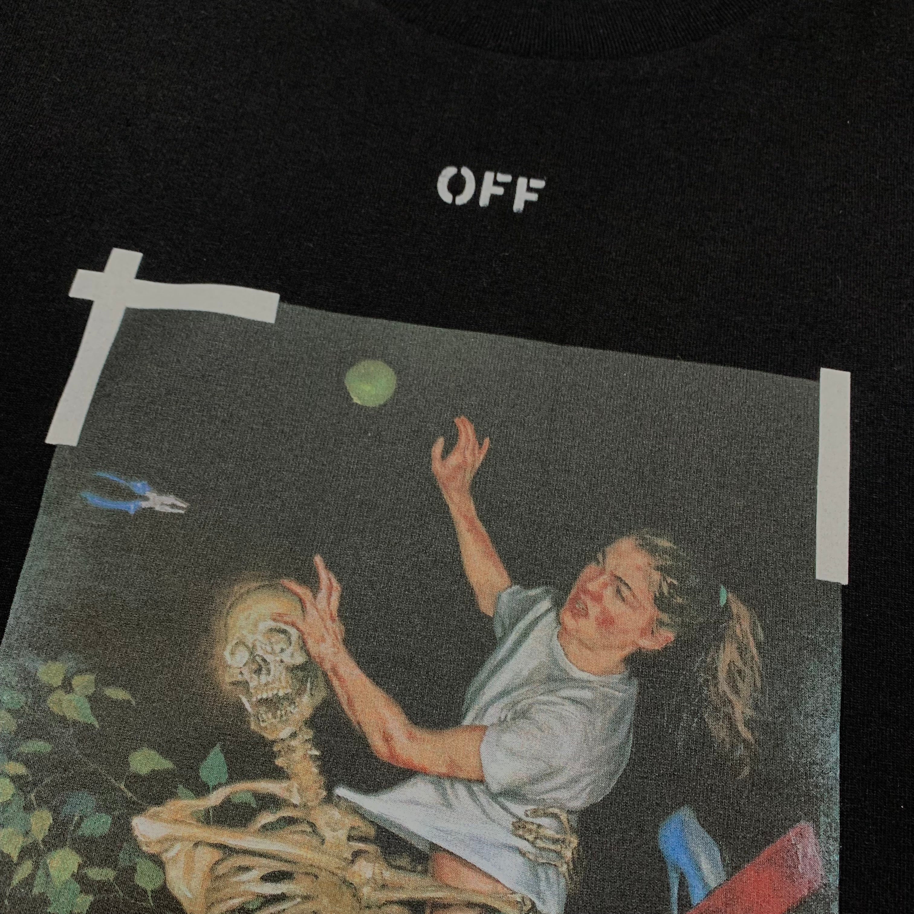 Off White Medium Pascal Arrows Black Tee Virgil Abloh Skeleton