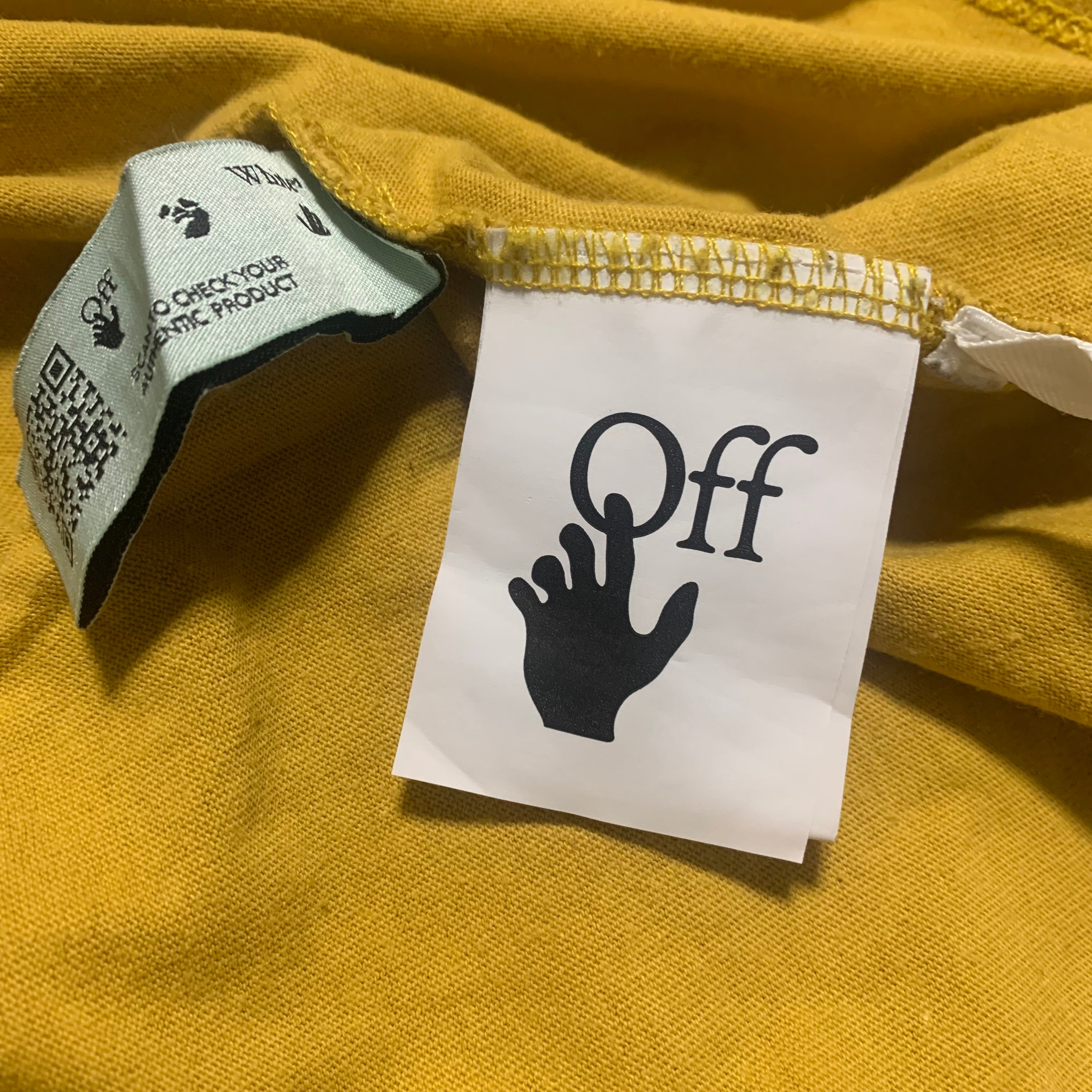 Off White XL Diag Pencil Arrows Yellow Long Sleeve Tee Virgil Abloh (OMAB001F20FAB005)