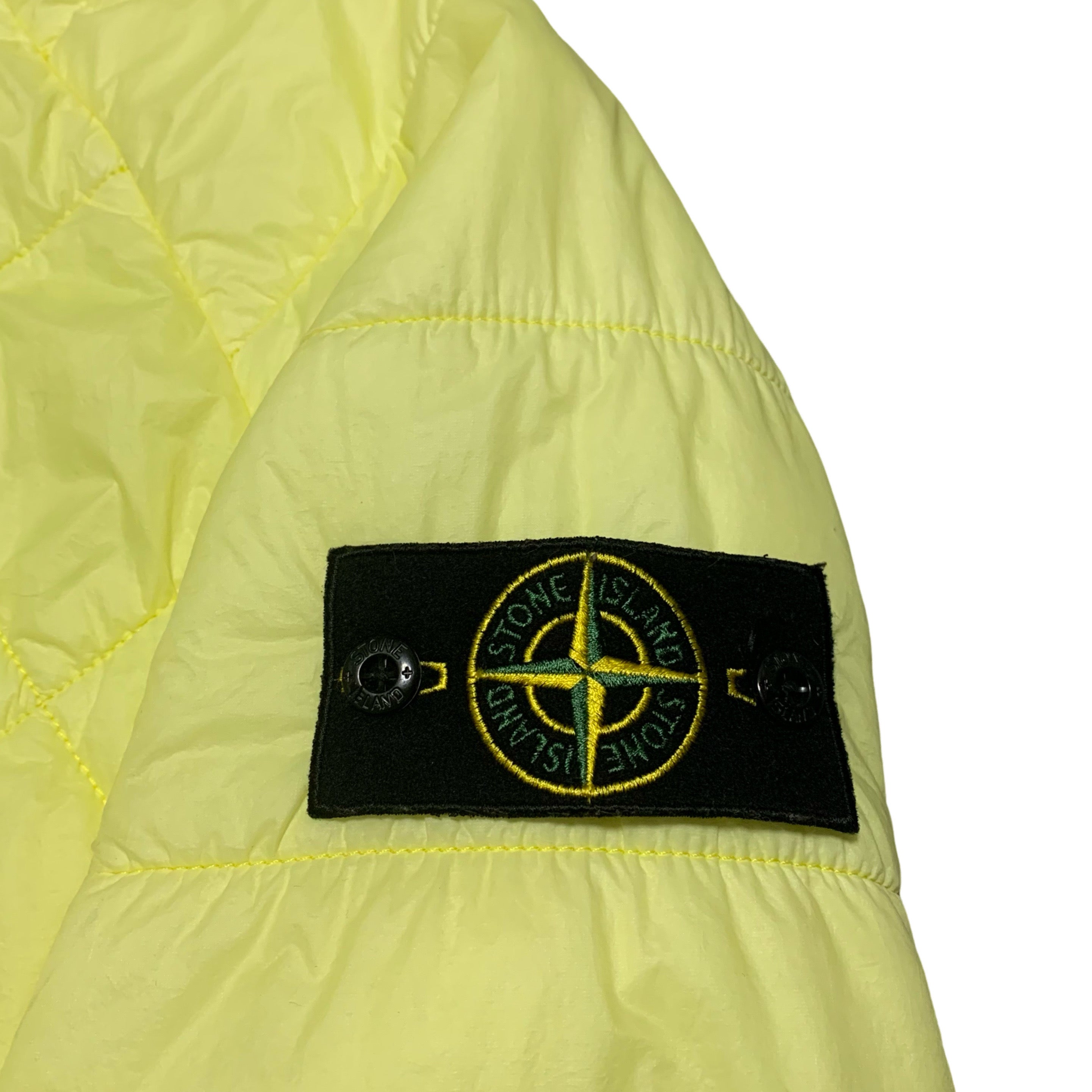 Stone Island Medium Yellow Garment Dyed Quilted Micro Yarn Hooded Jacket 2019