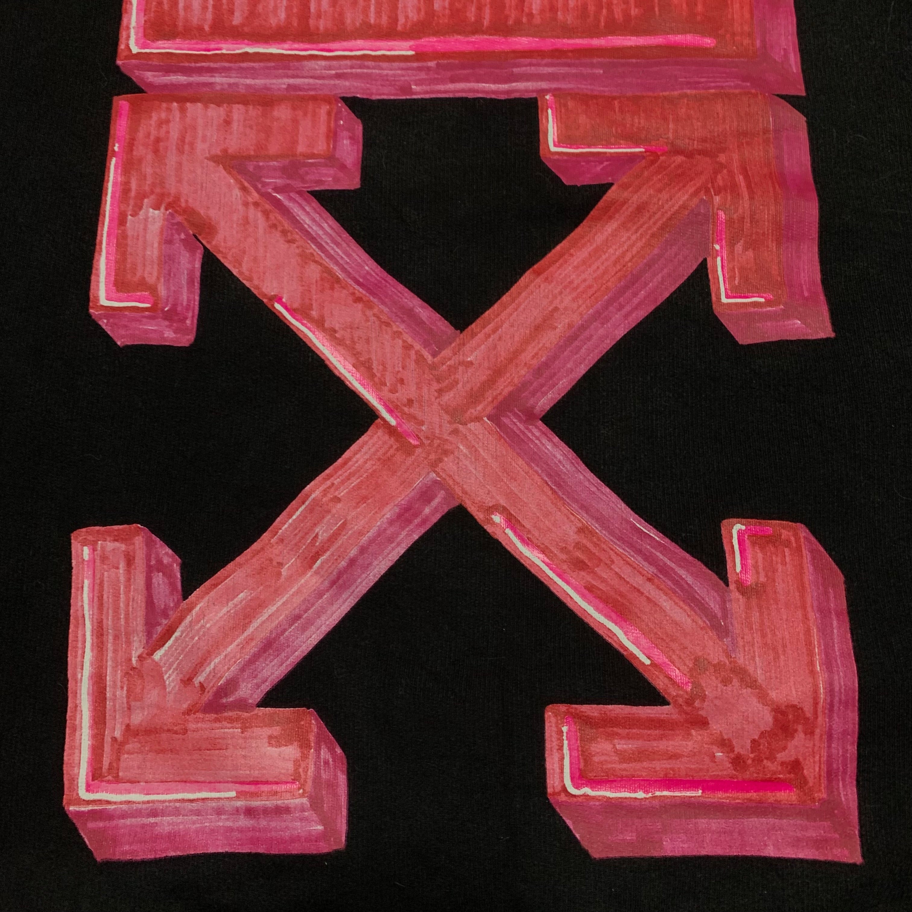 Off White Medium Pink Marker Arrows Black Sweatshirt Crewneck