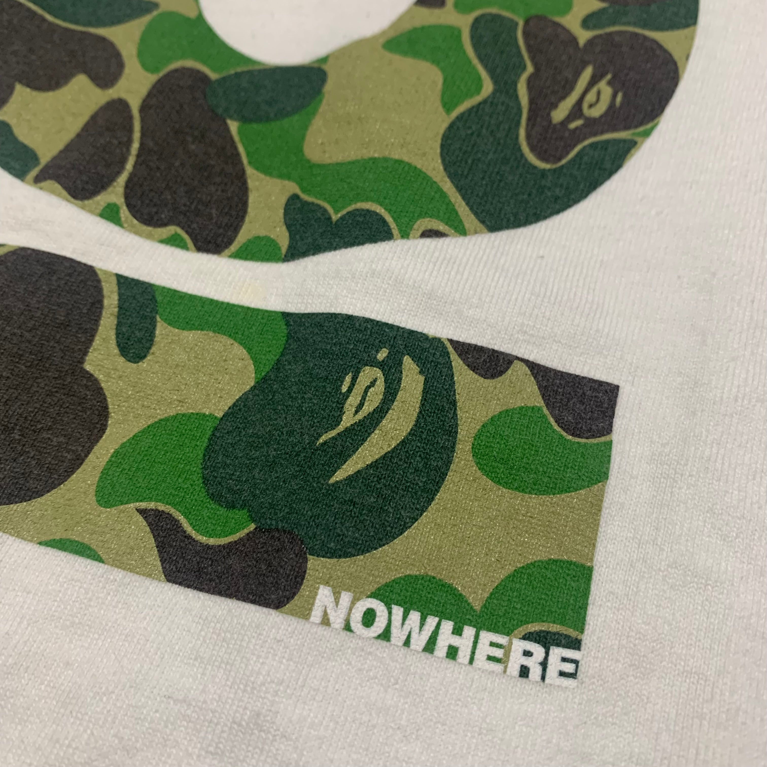 Bape Large 15th Anniversary Green ABC Camo White Tee