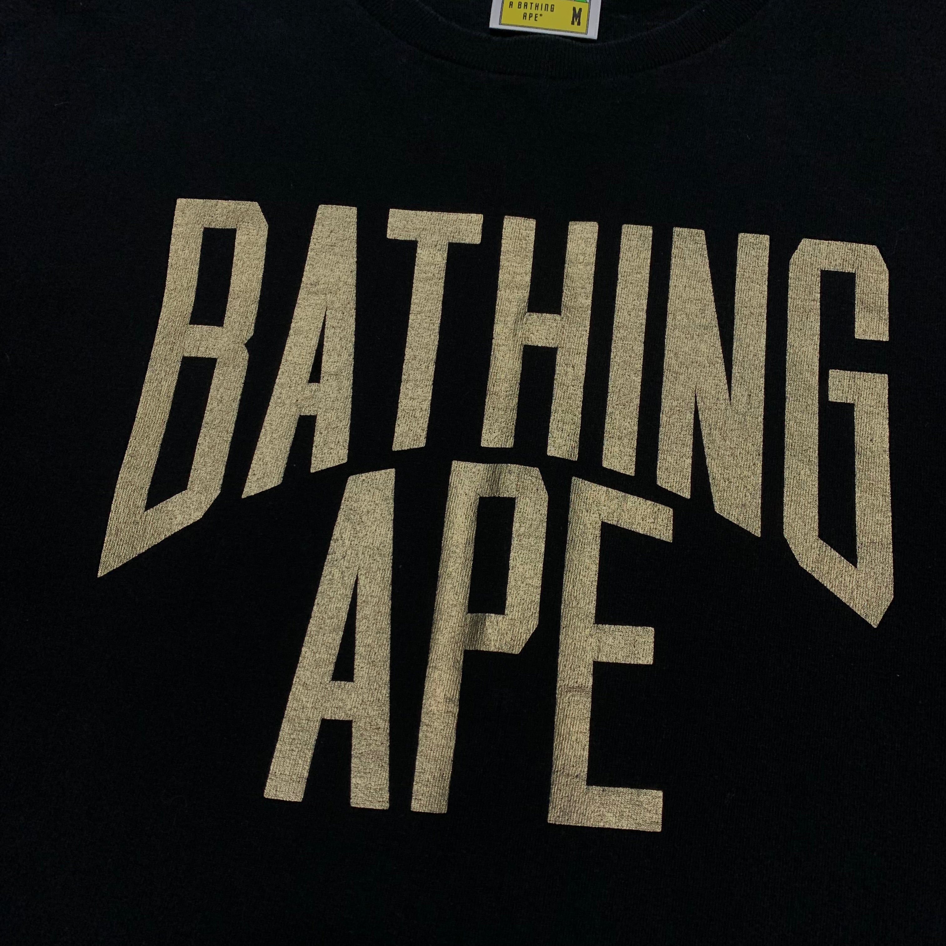 Bape Medium Gold Bathing Ape Black Tee A Bathing Ape