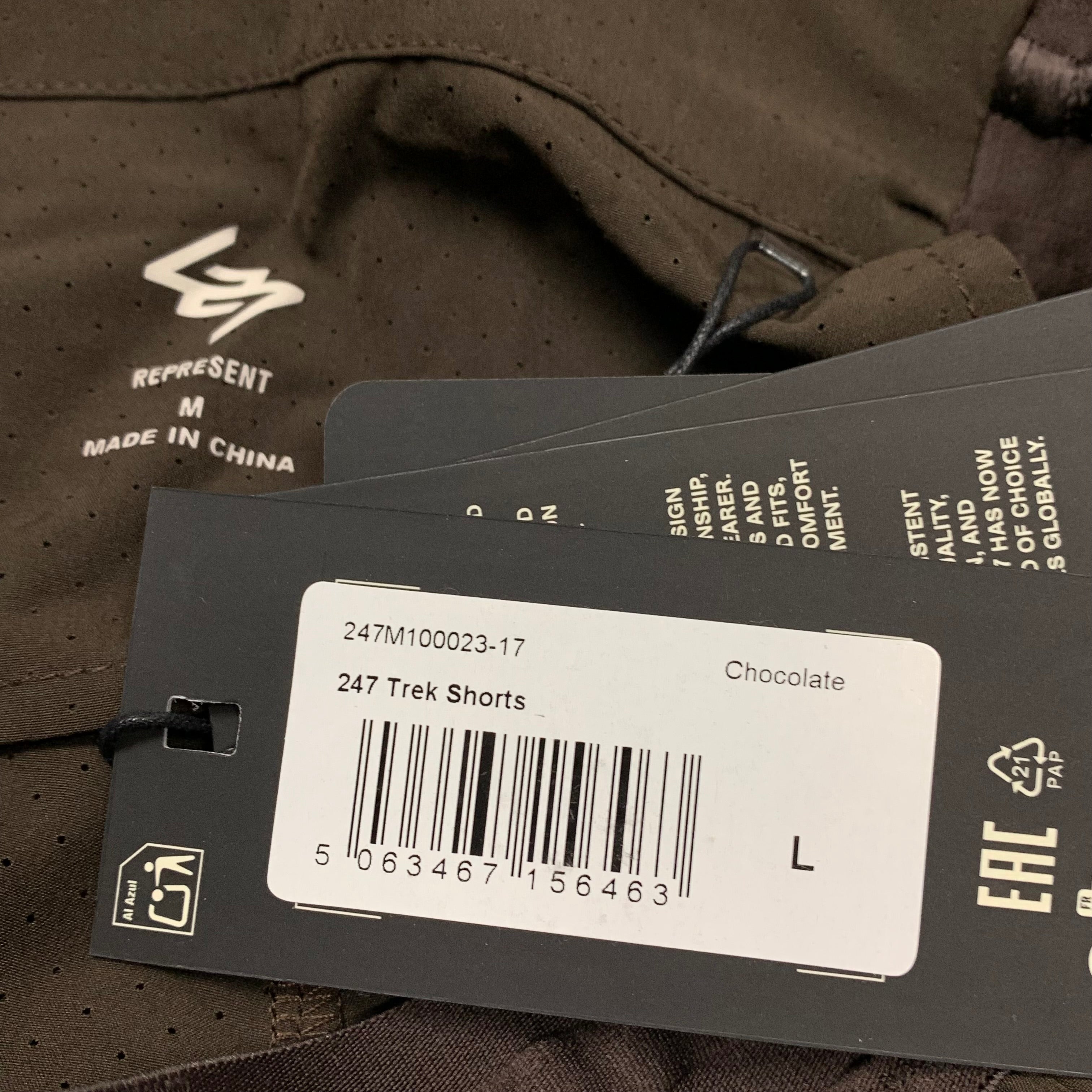Represent Large Shorts 247 Trek Chocolate Brown Bottoms