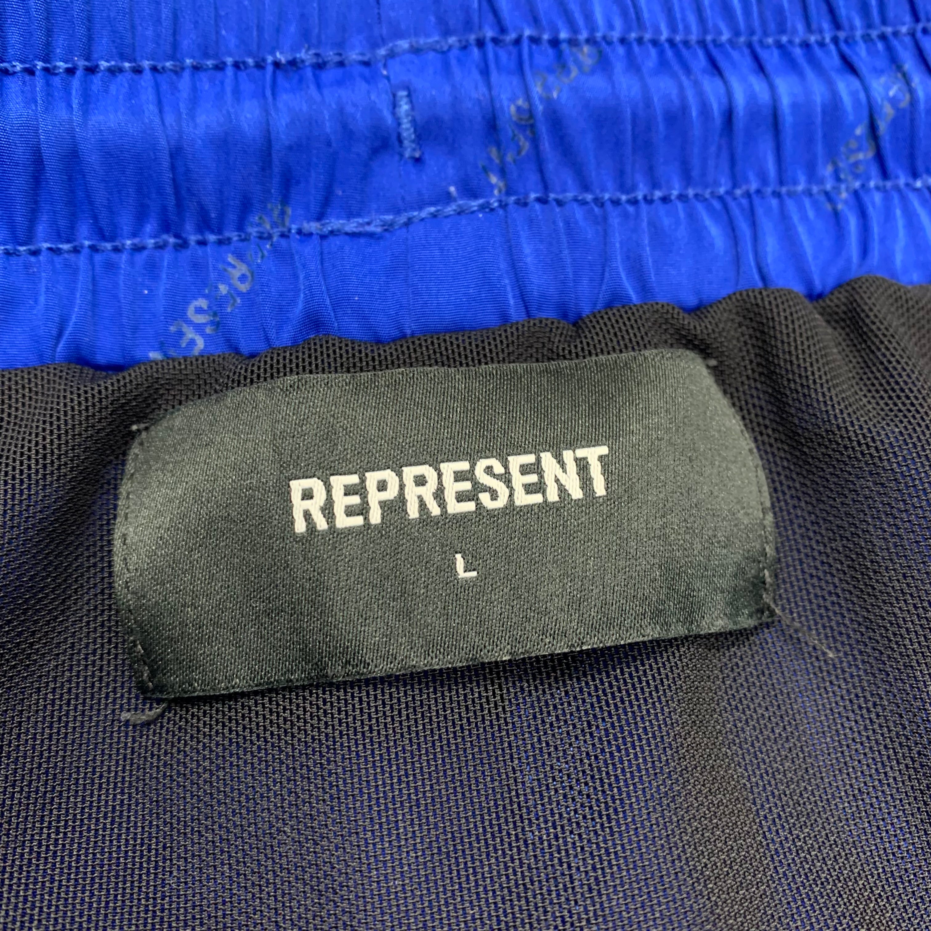 Represent Large Swim Shorts Blue Logo Bottoms