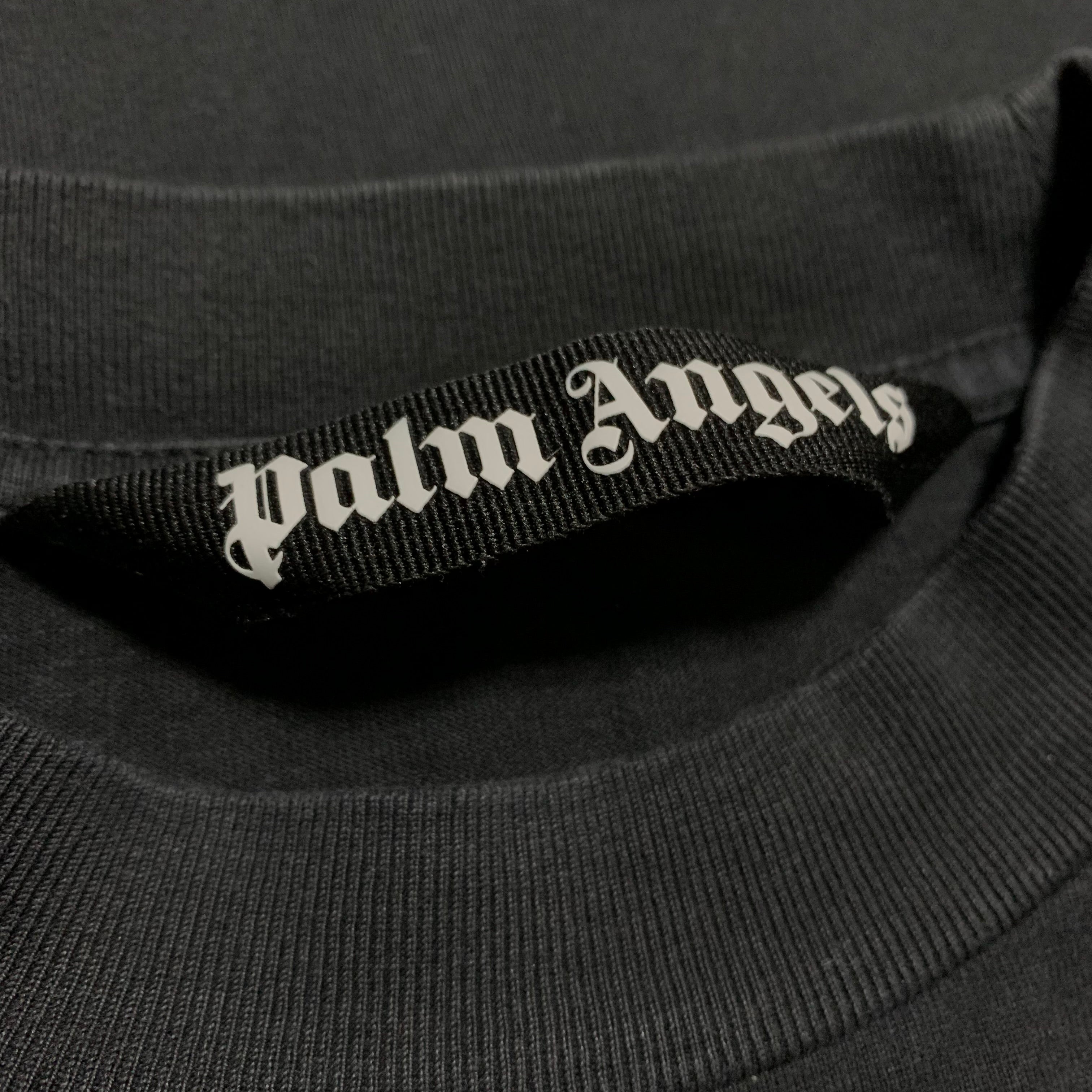 Palm Angels XS Neon Palm Tree Black Tee