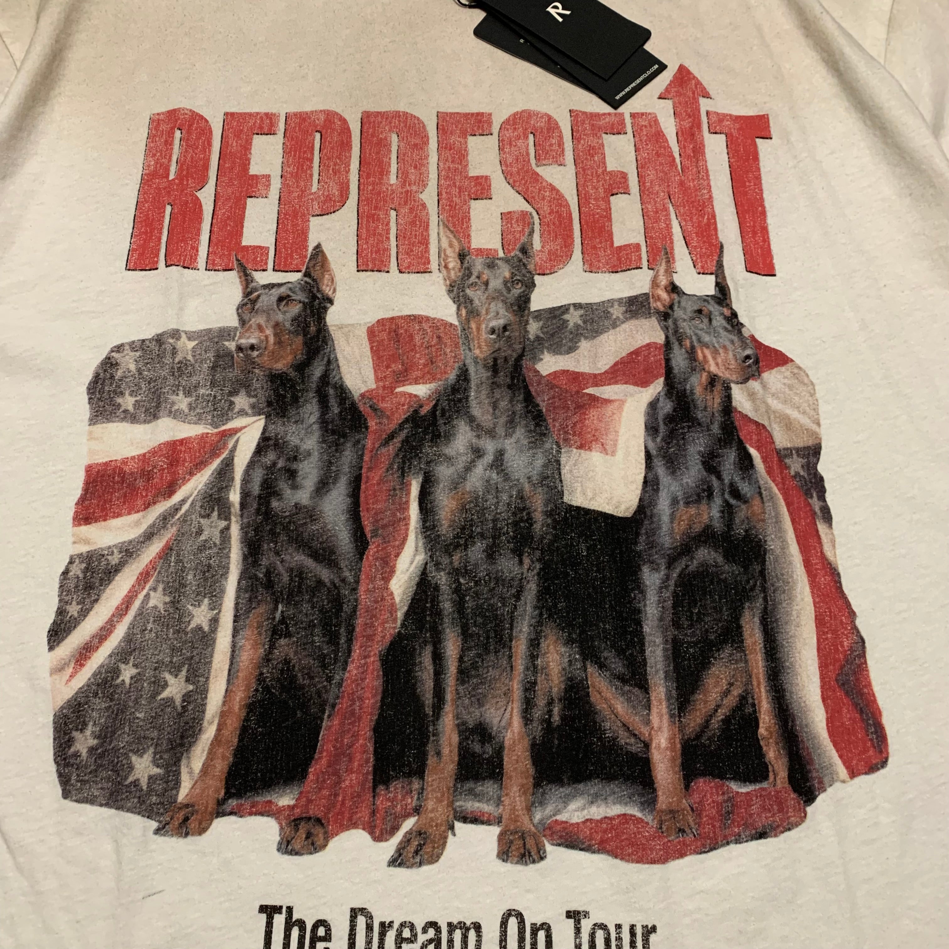 Represent Large Dream On Tour Washed Ecru White Tee