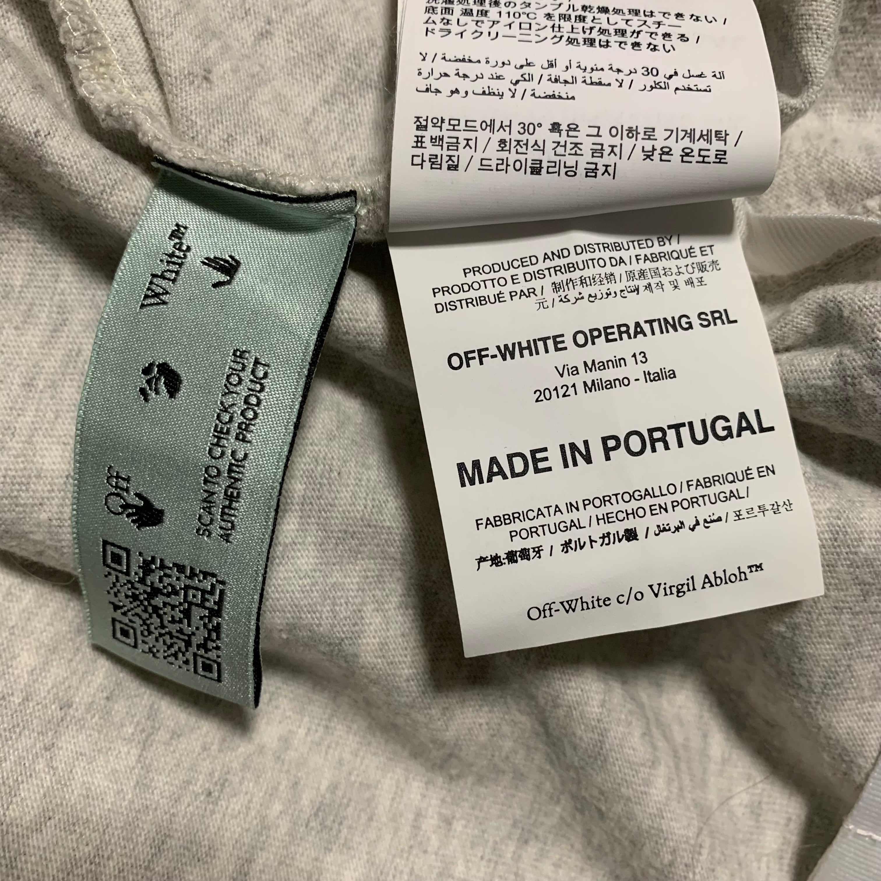 Off White Small Hand Shake Arrows Grey Tee Virgil Abloh