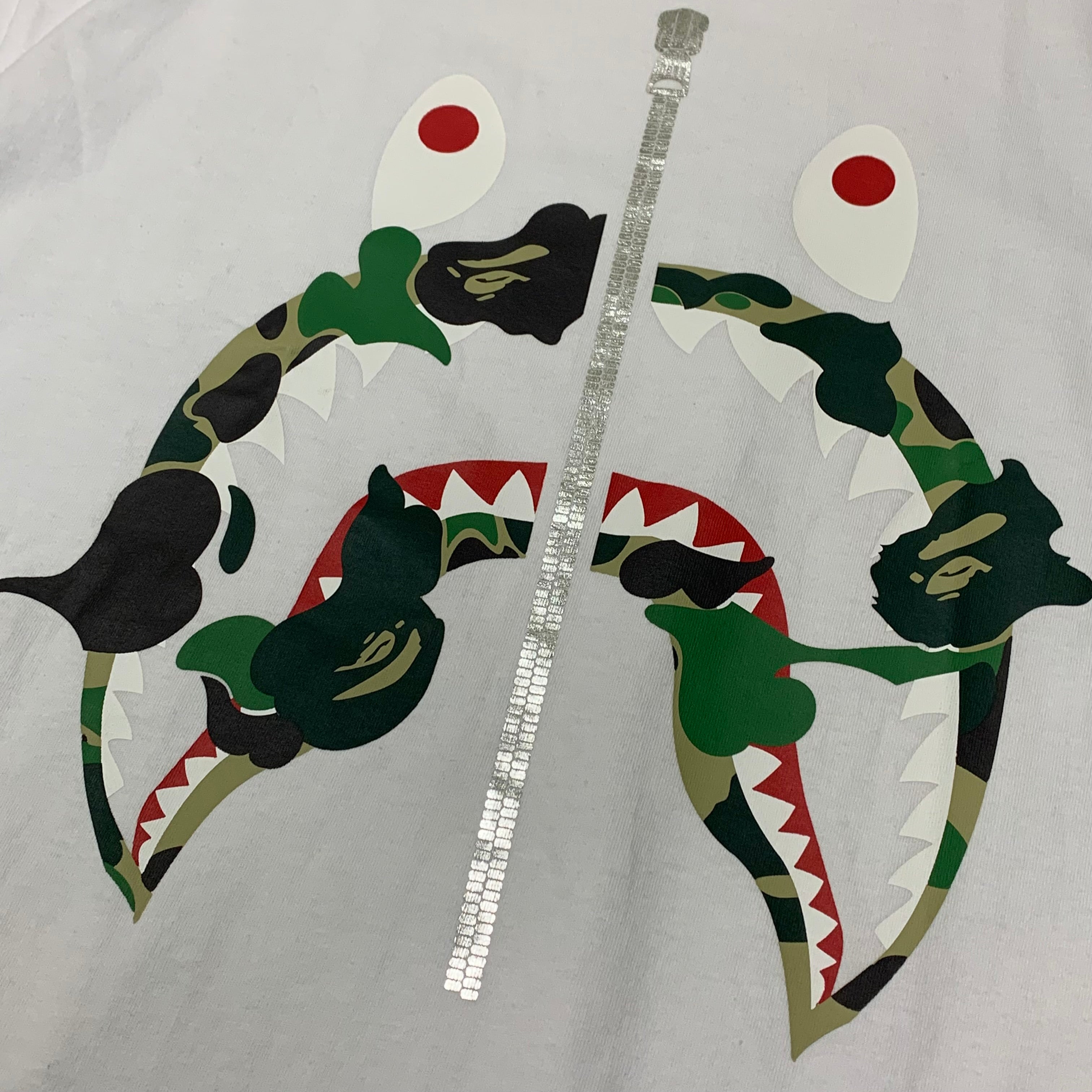 Bape XL Tee Shark ABC Camo Rebuild Shark White T-Shirt A Bathing Ape