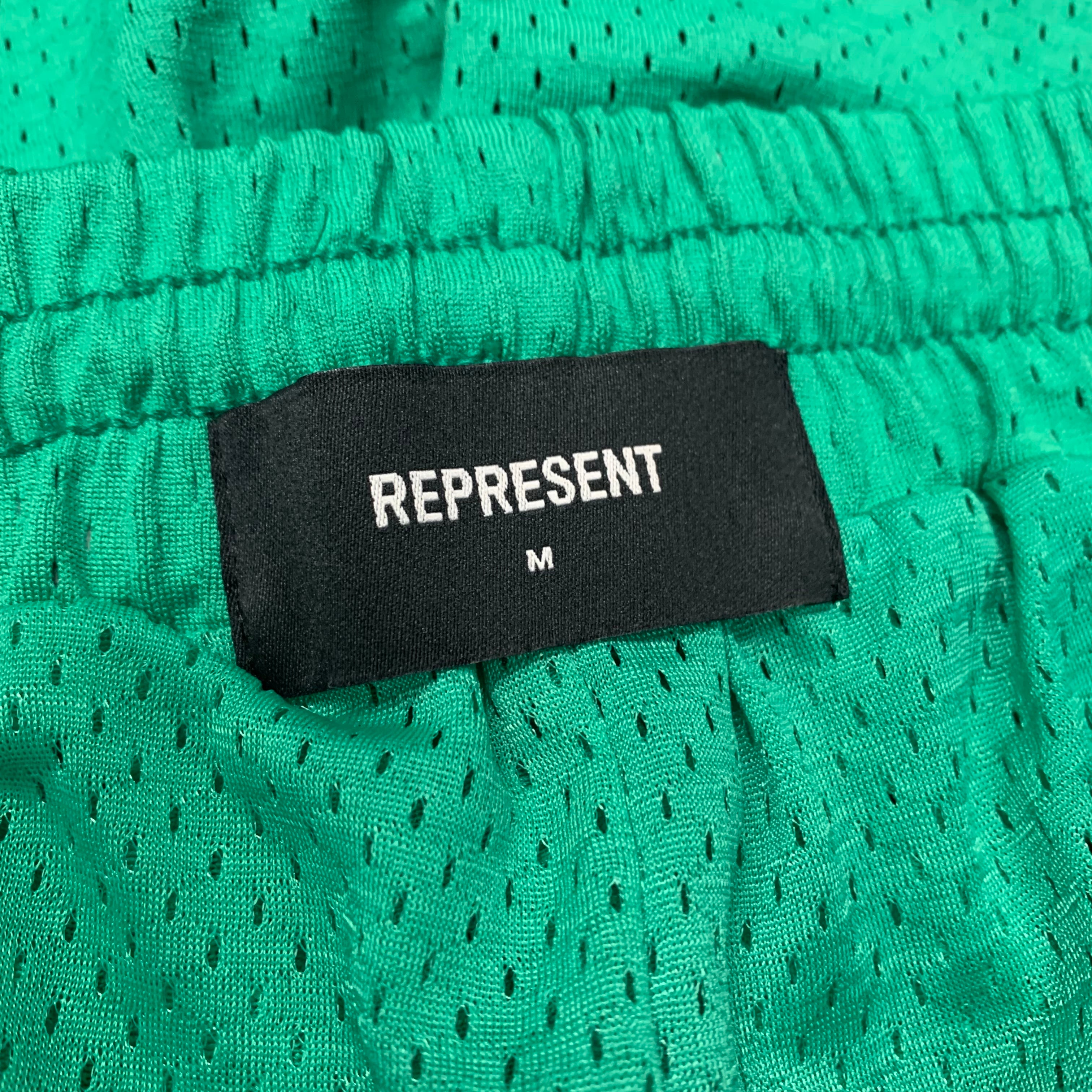 Represent Medium Shorts Owners Club Island Green Zip Mesh Shorts