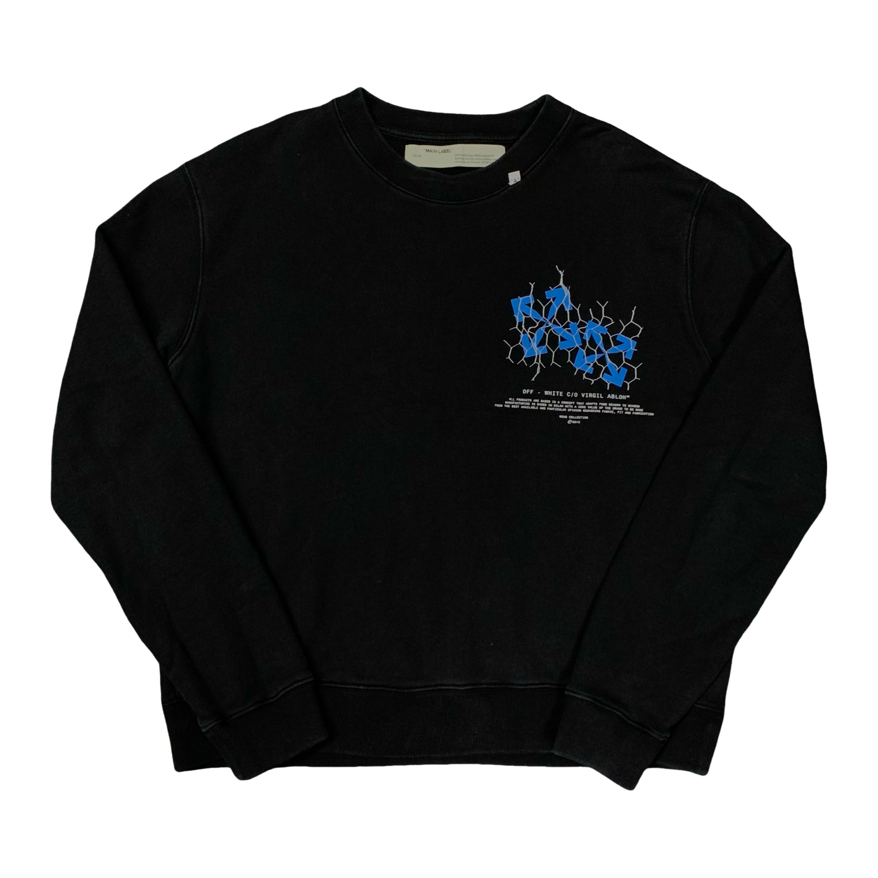Off White XL Sweatshirt Fence Arrows Black Crewneck Virgil Abloh