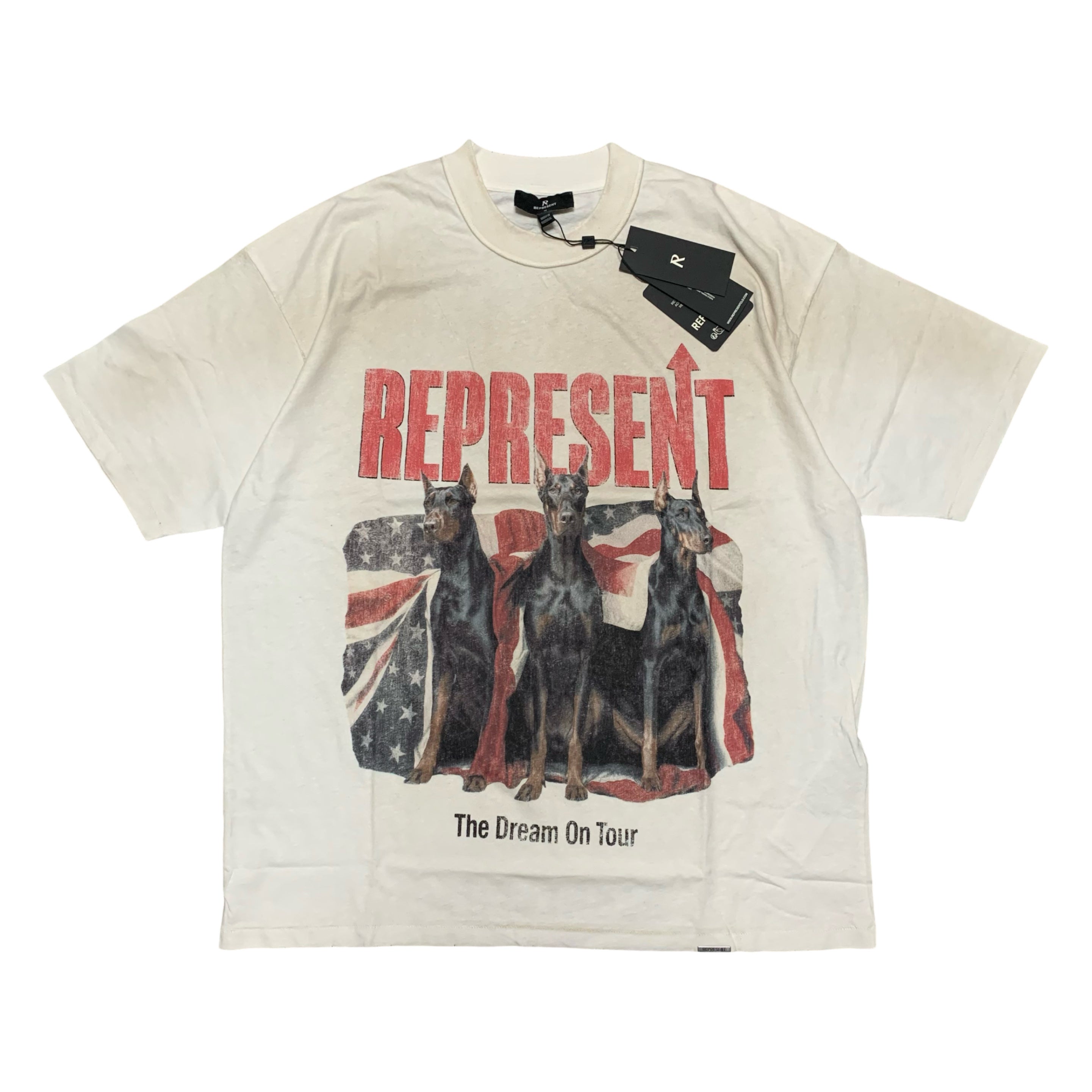 Represent Medium Dream On Tour Washed Ecru White Tee (RRP £110)