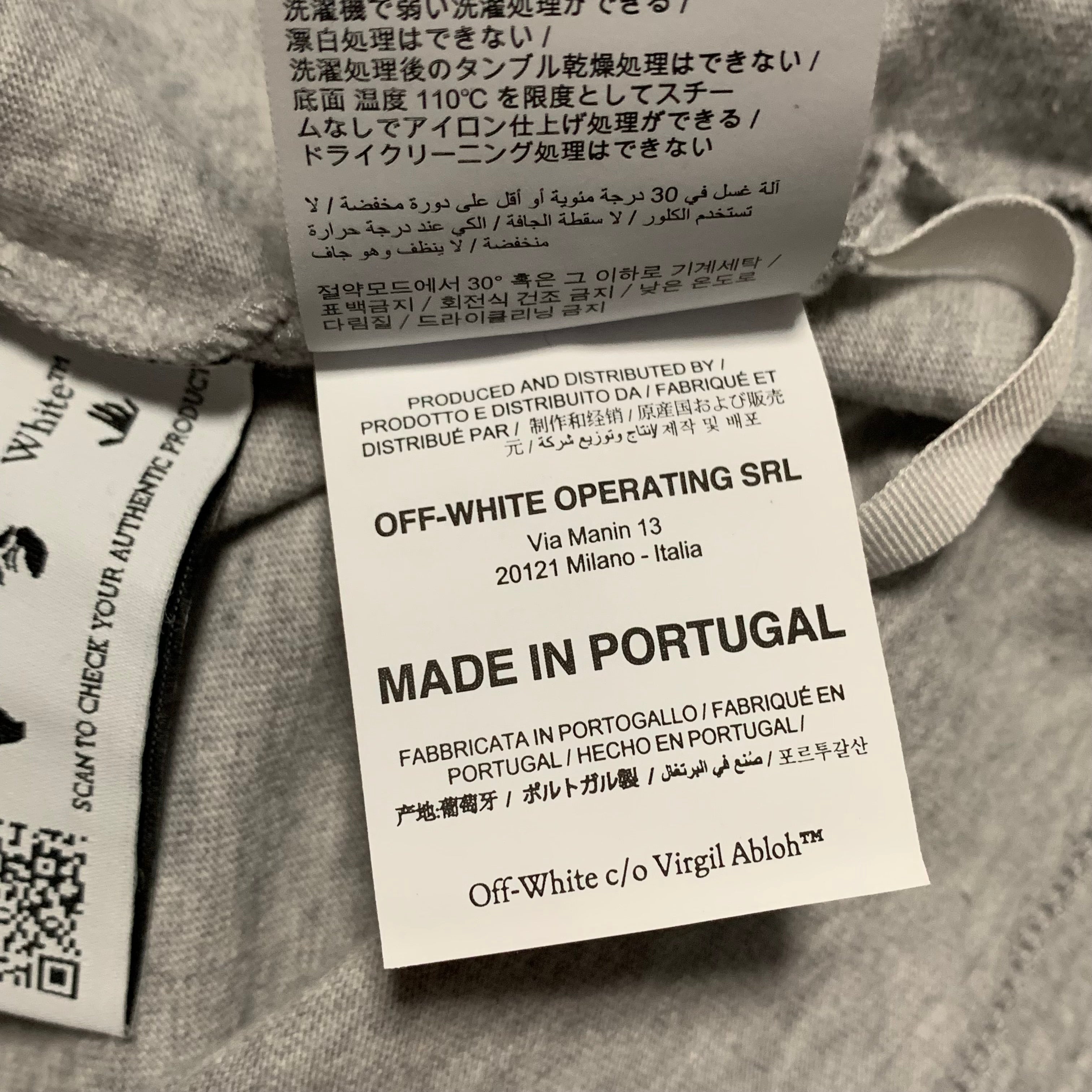 Off White Large Marker Arrows Grey Tee Virgil Abloh