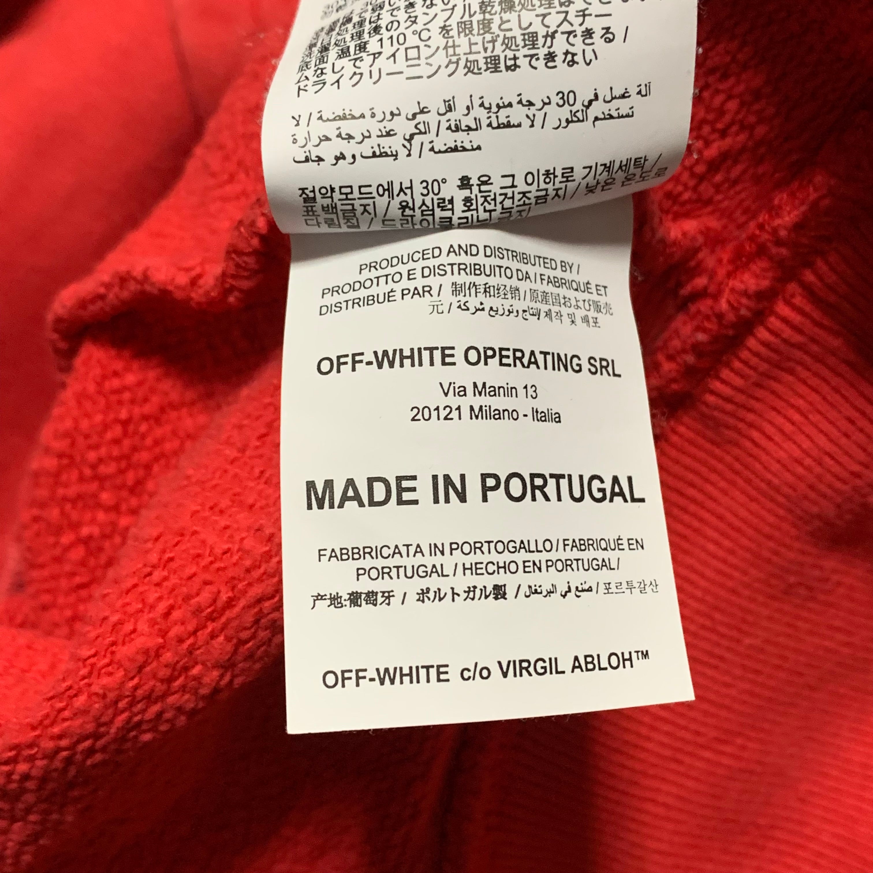 Off White Large Outline Arrows Red Hoodie Virgil Abloh