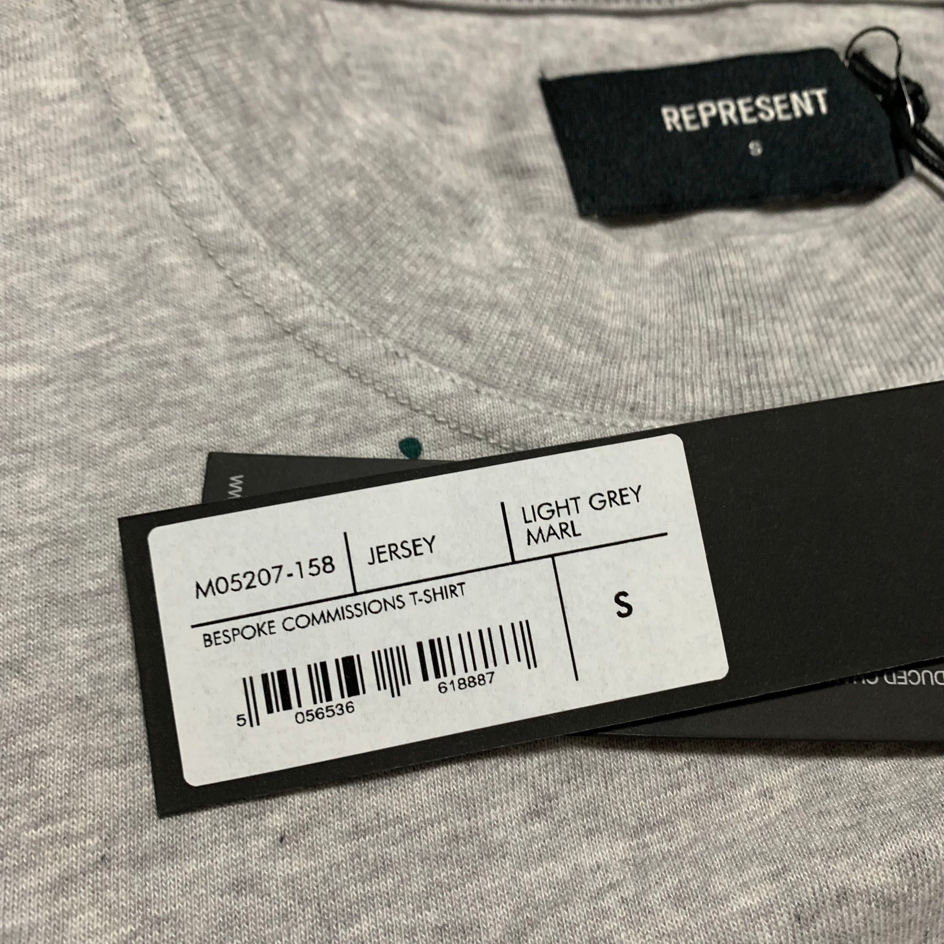 Represent Small Bespoke Commissions Grey Tee Paint Splatter