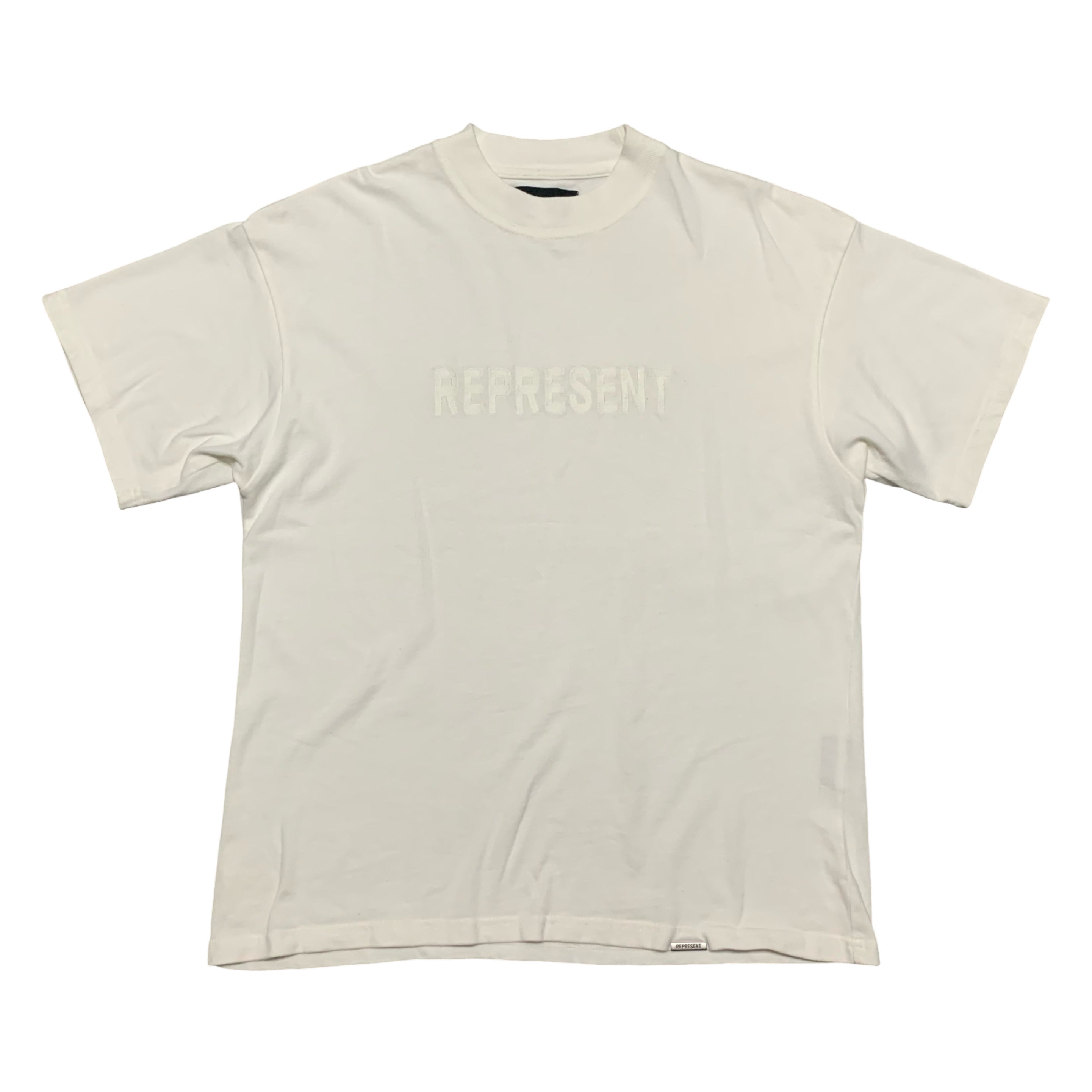 Represent XS Embroidered Flat White Tee