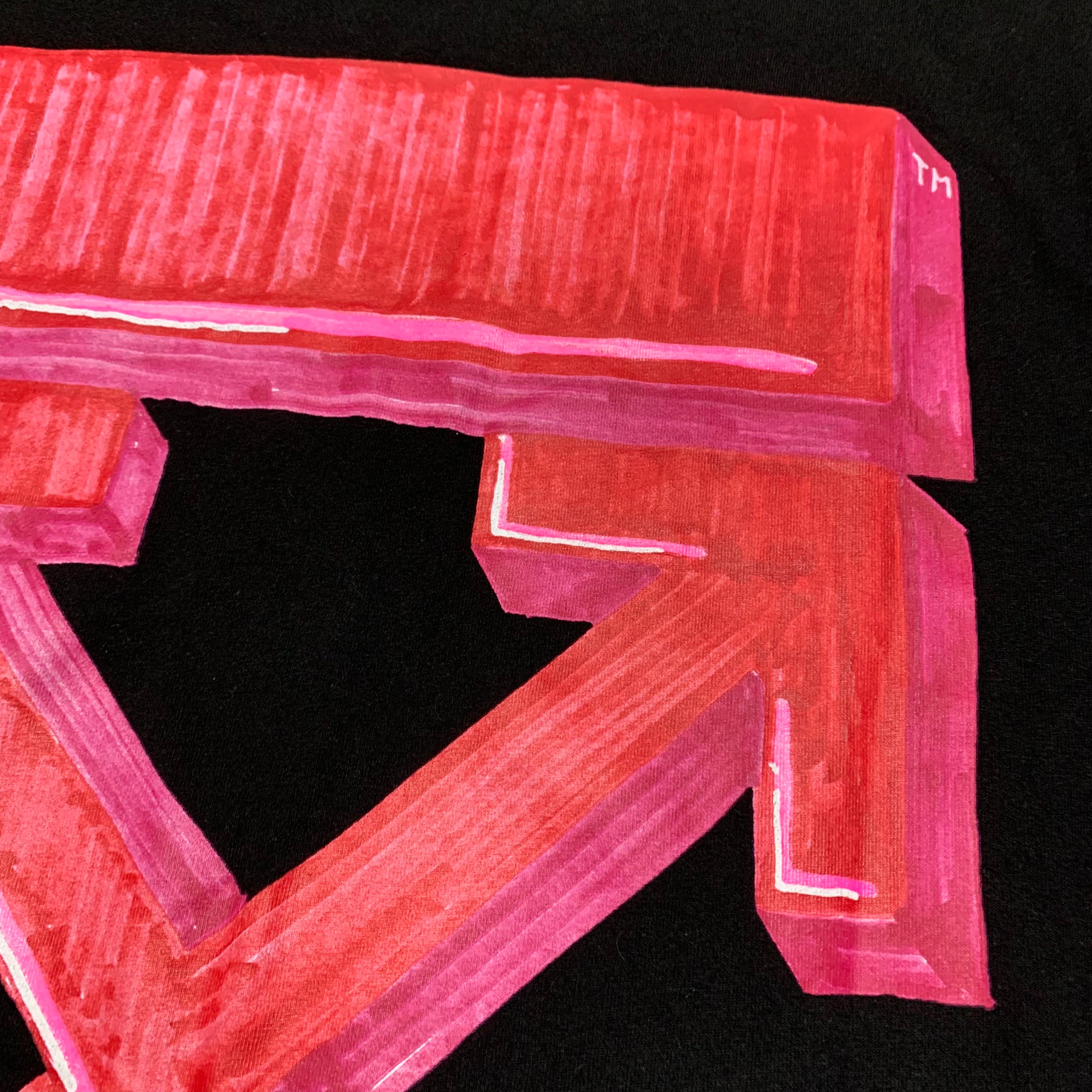 Off White Medium Marker Arrows Black Tee Virgil Abloh Pink Graphic