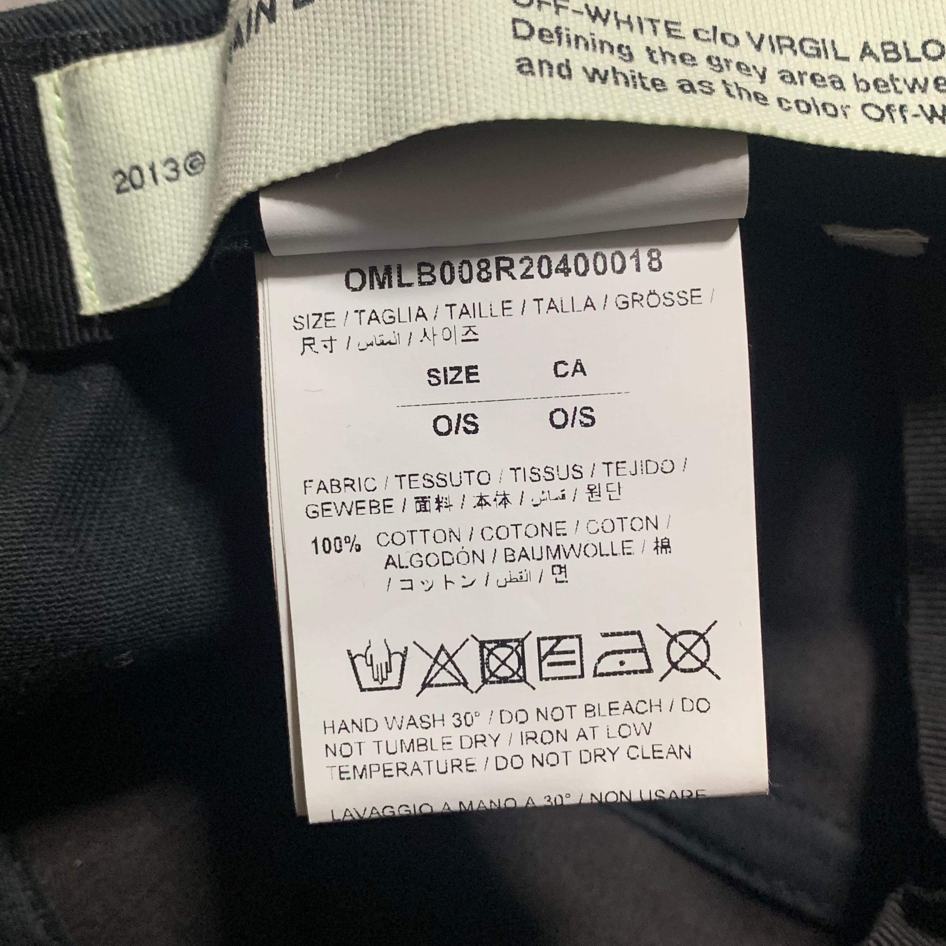 Off White Cap Diag Black Baseball Cap Hat Virgil Abloh