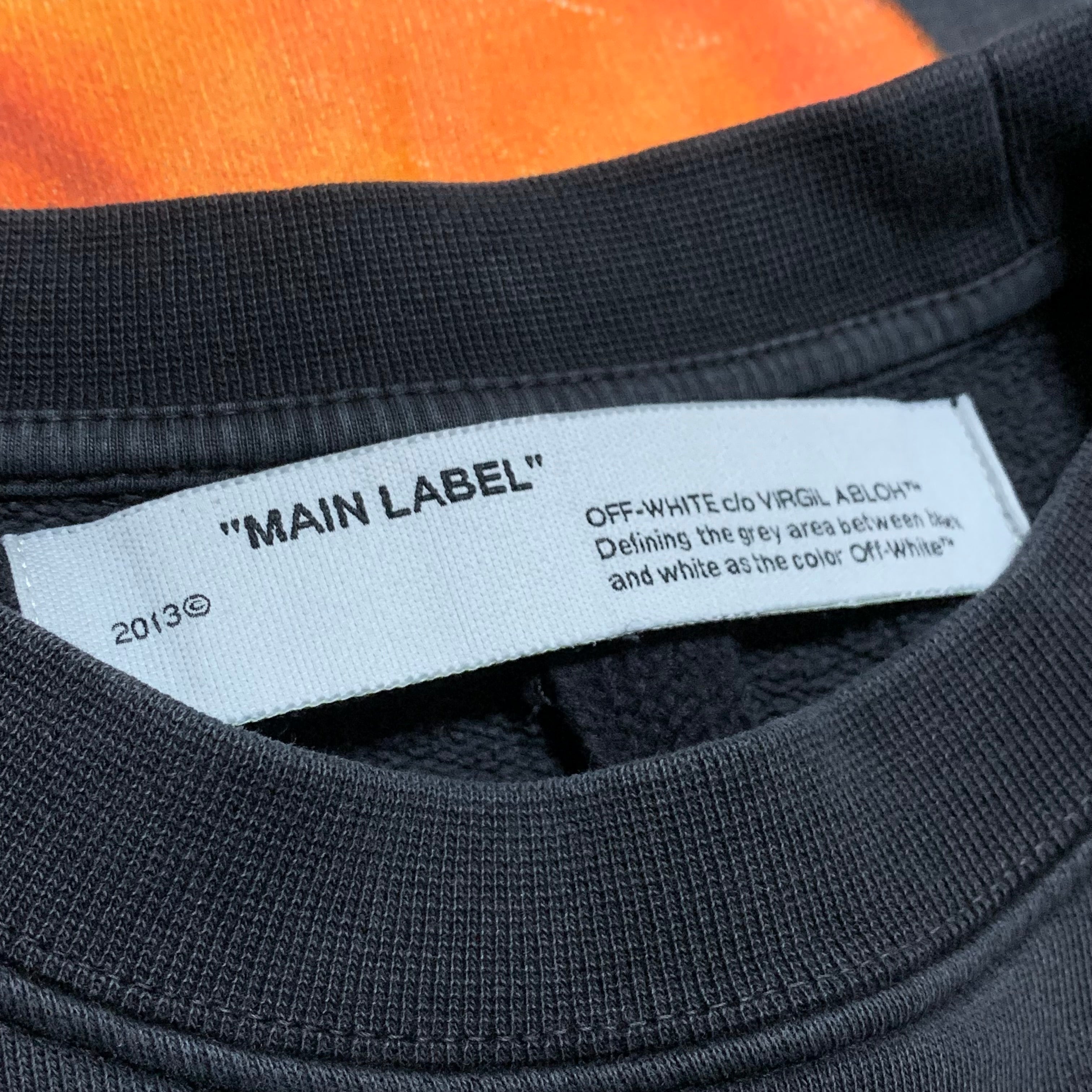 Off White Medium Hand Logo Off Black Sweatshirt Crewneck Virgil Abloh