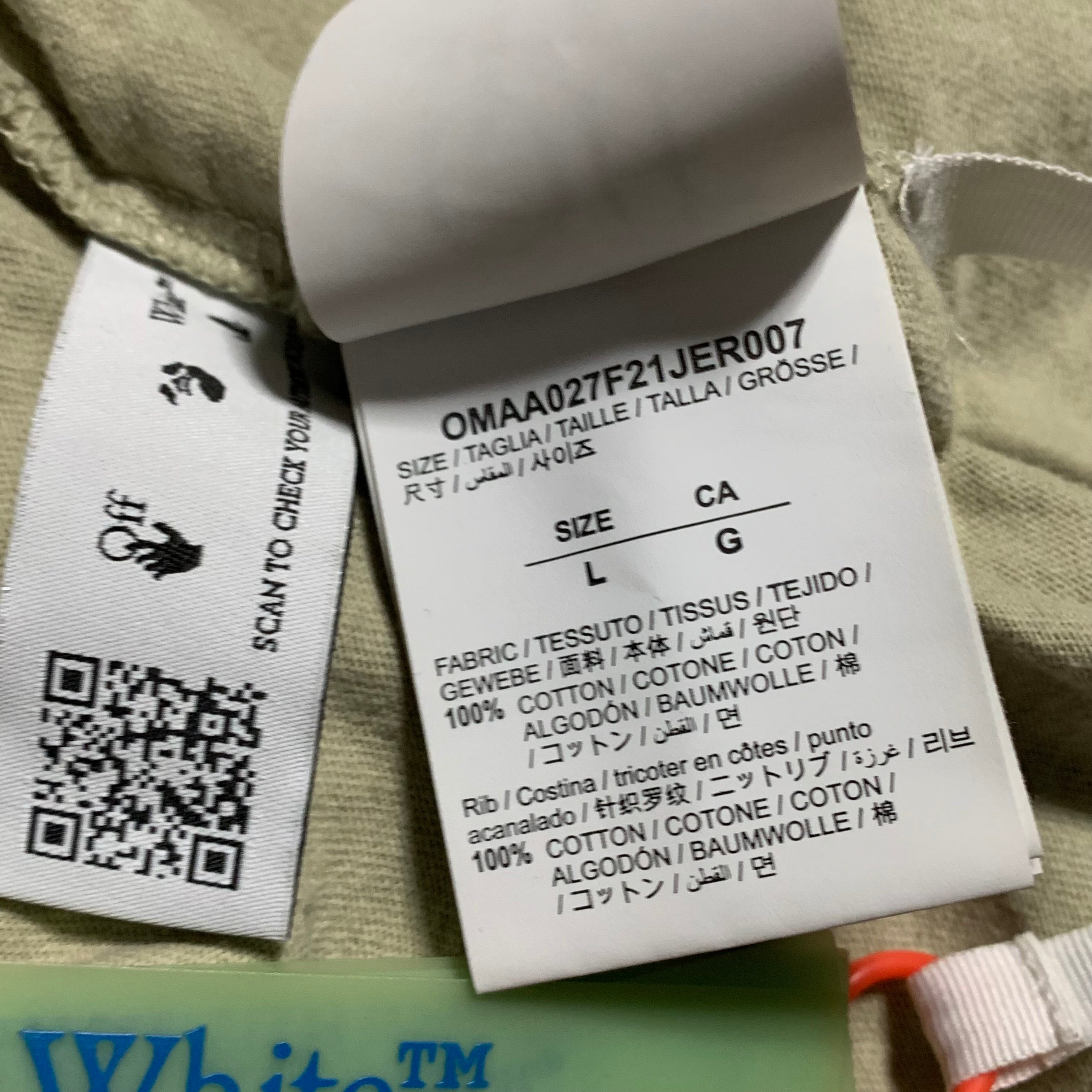 Off White Large Arrows Tab Beige Khaki Tee Virgil Abloh