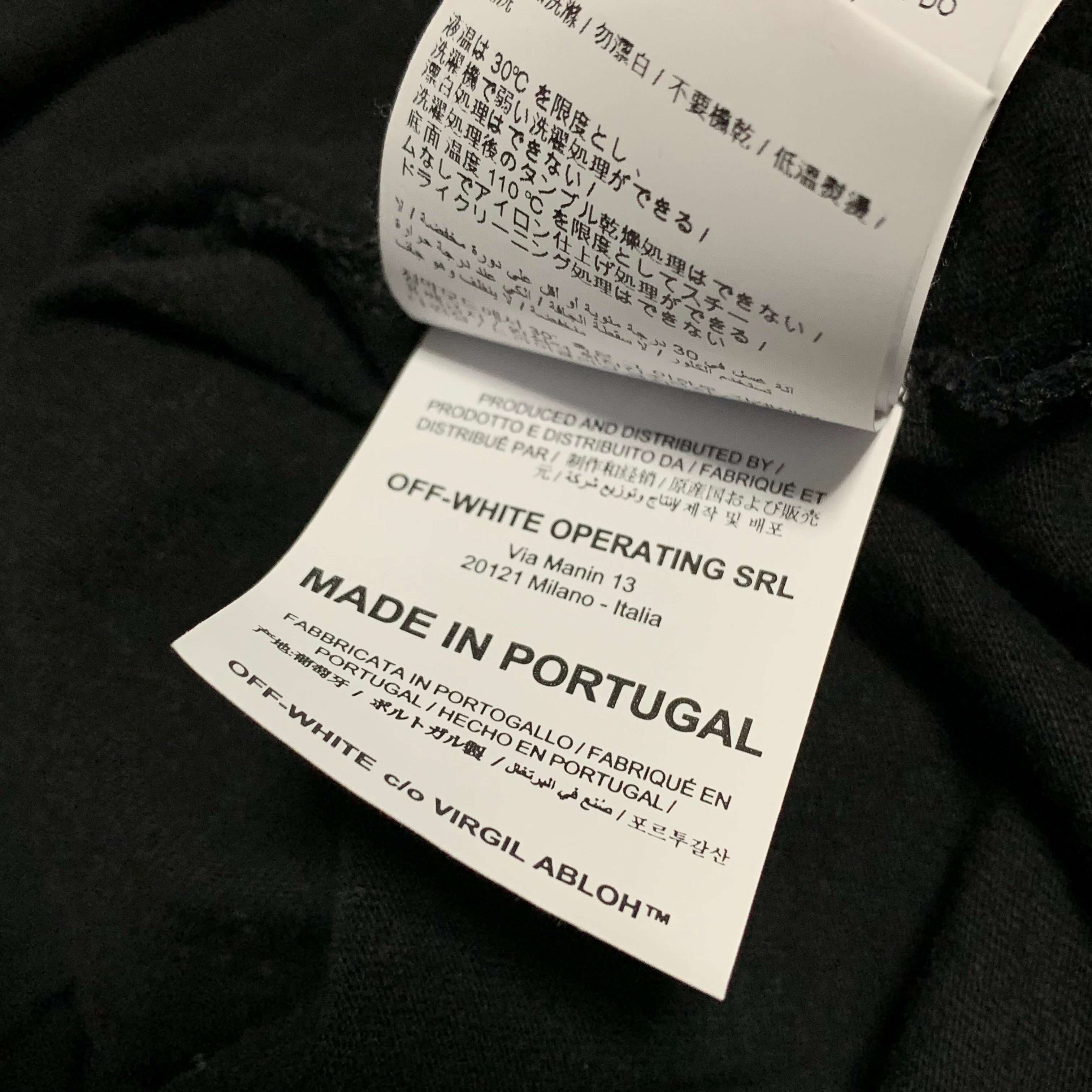 Off White Small Yellow Disrupted Font Black Tee Virgil Abloh