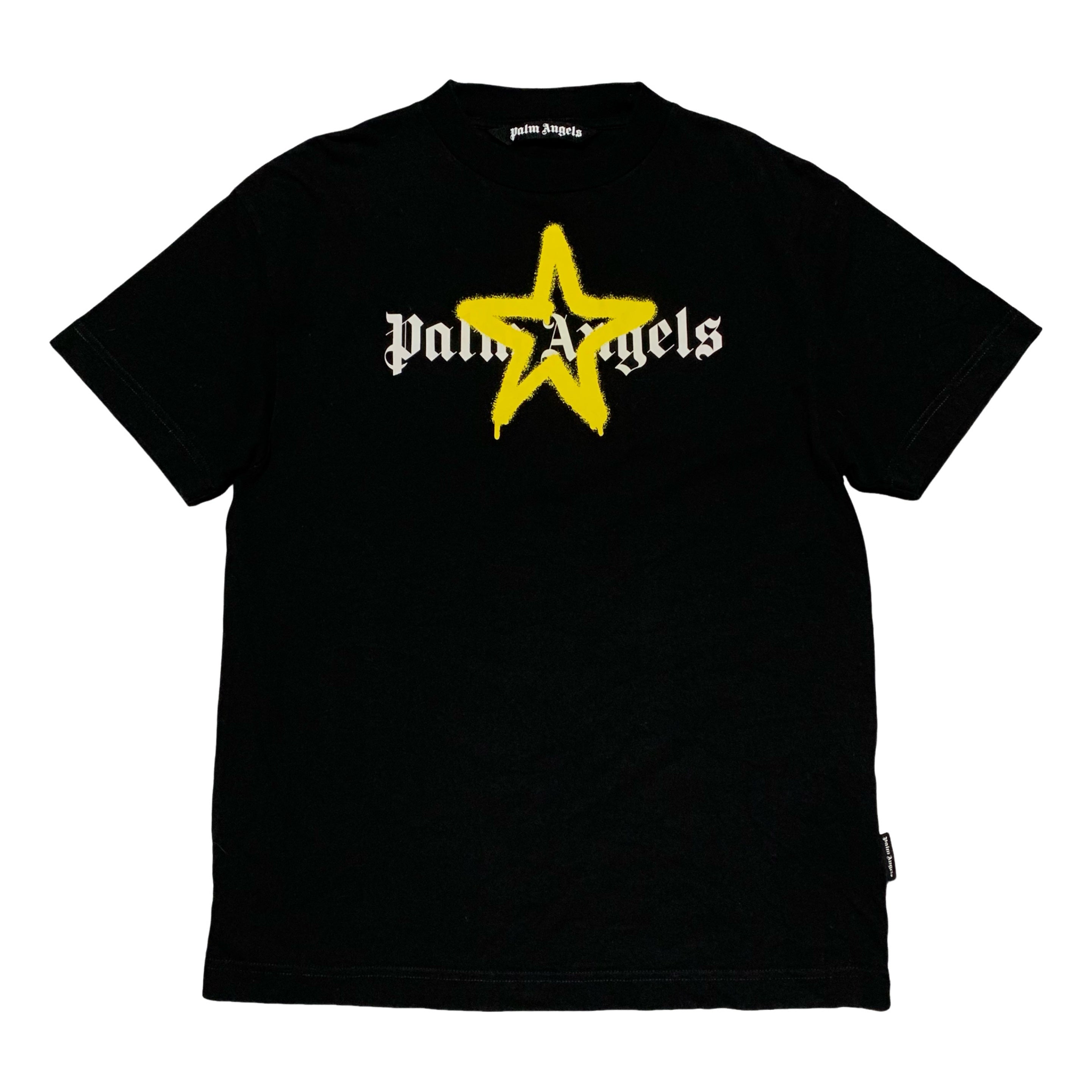 Palm Angels Medium Sprayed Star Black Tee Graffiti
