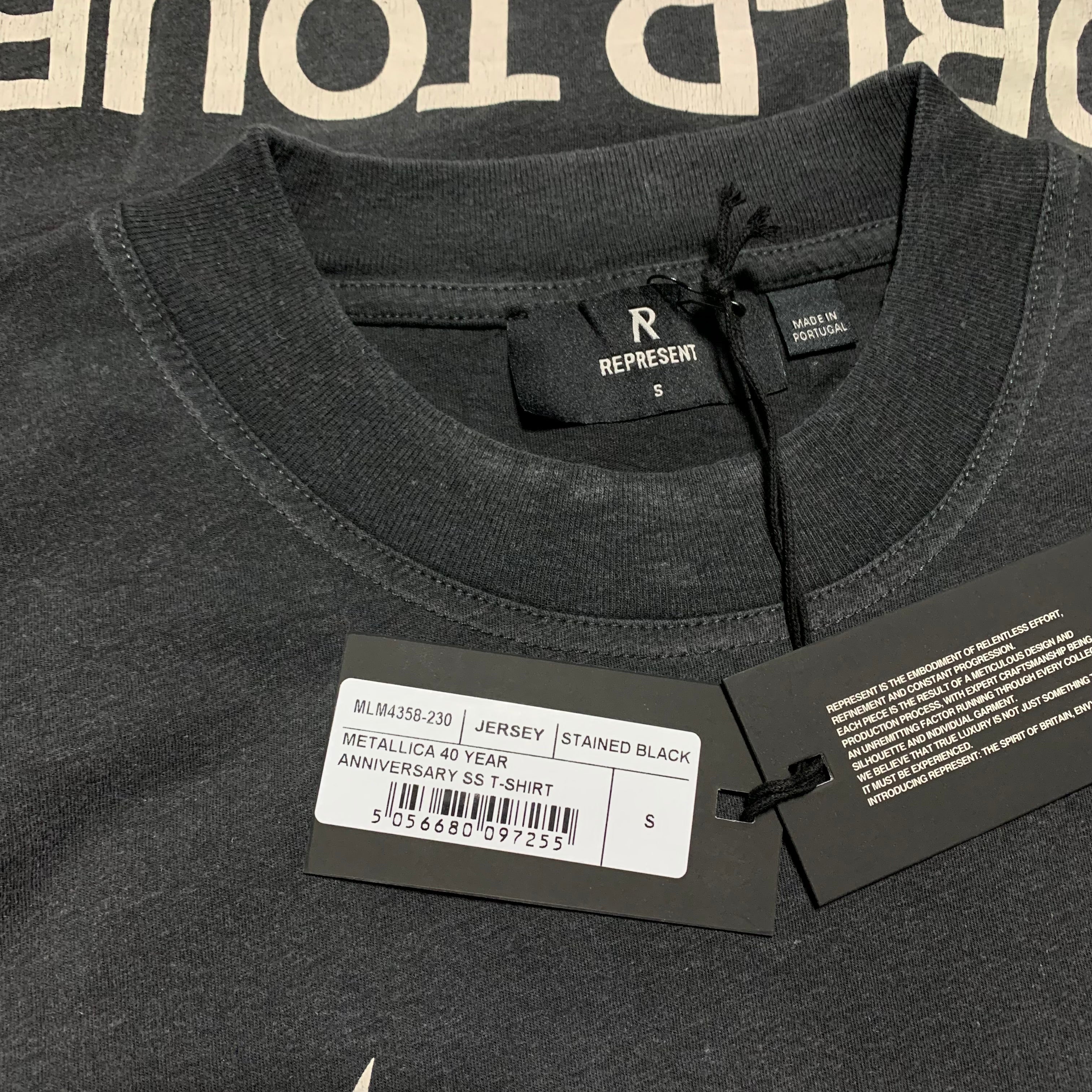 Represent x Metallica Small Local Crew Stained Black Tee (RRP £110)