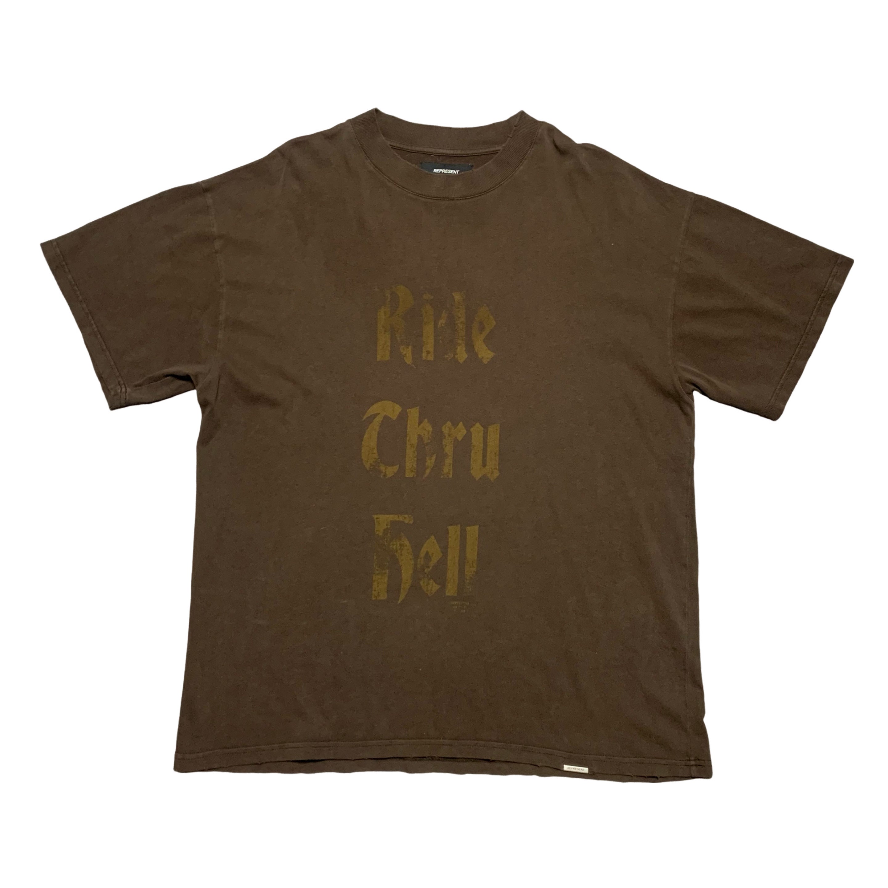Represent Large Ride Thru Hell Vintage Brown Tee 'Motor Spirit'