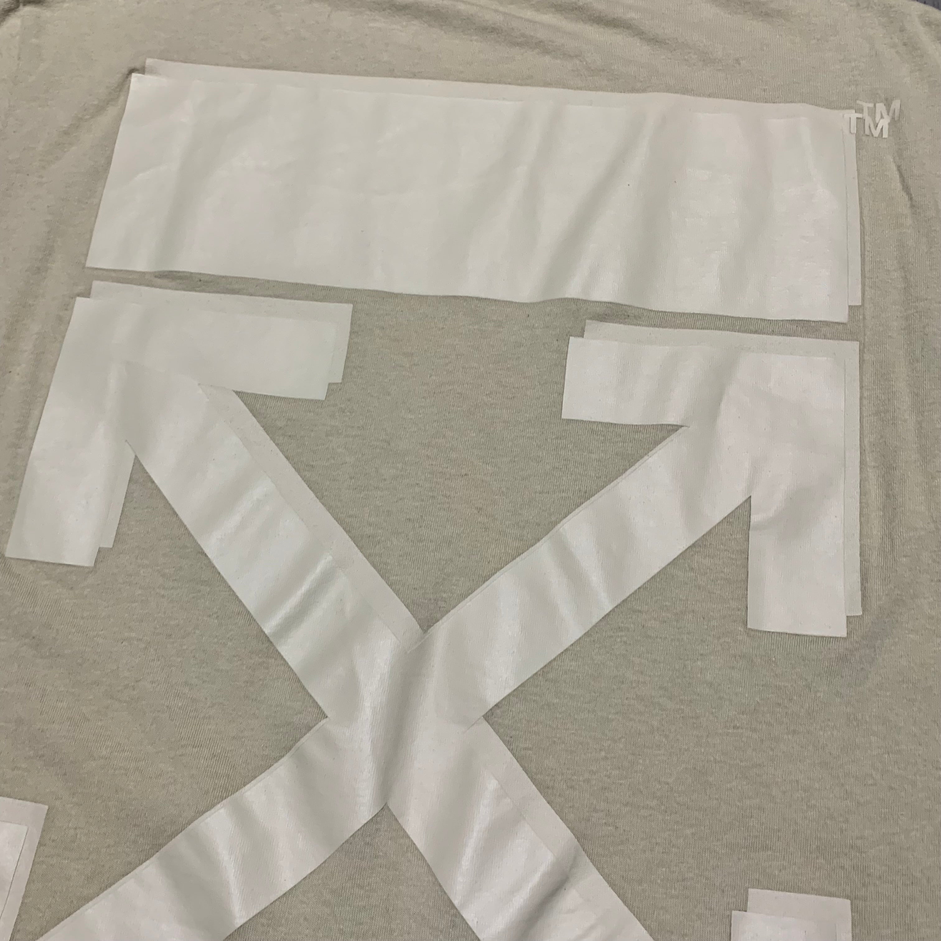 Off White Large Arrows Tab Beige Khaki Tee Virgil Abloh